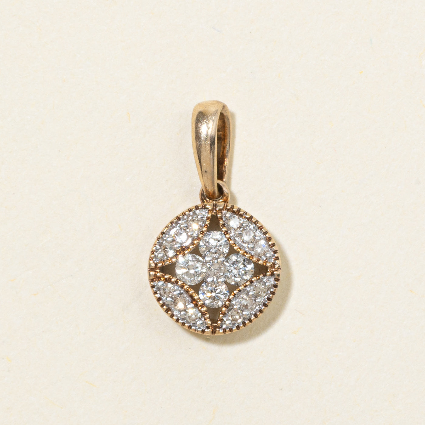 10K Diamond Flower Cluster Pendant
