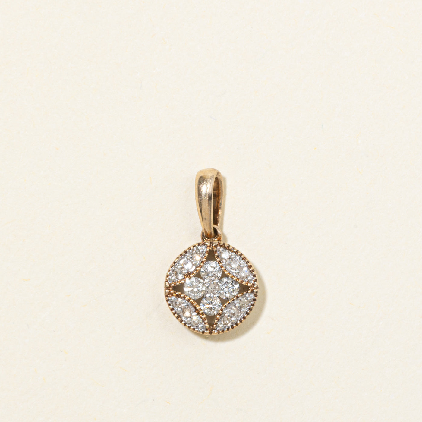 10K Diamond Flower Cluster Pendant