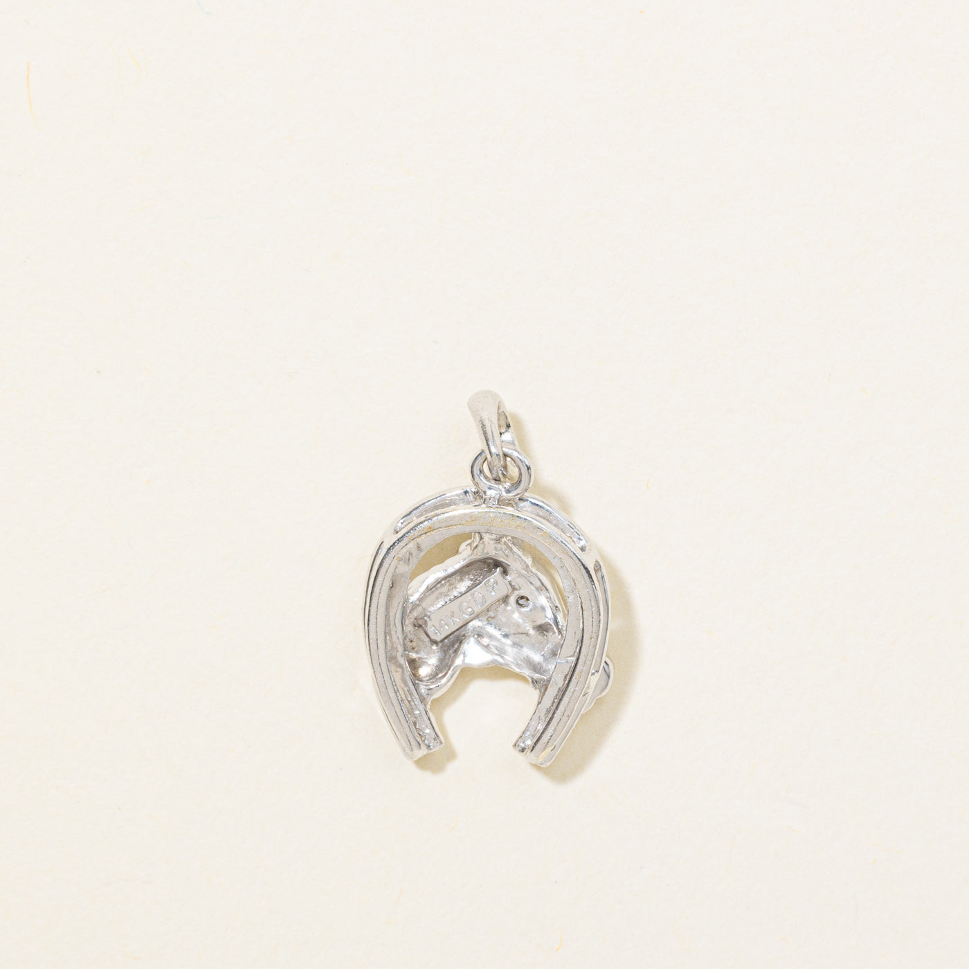 14K Diamond Horse & Horseshoe Pendant