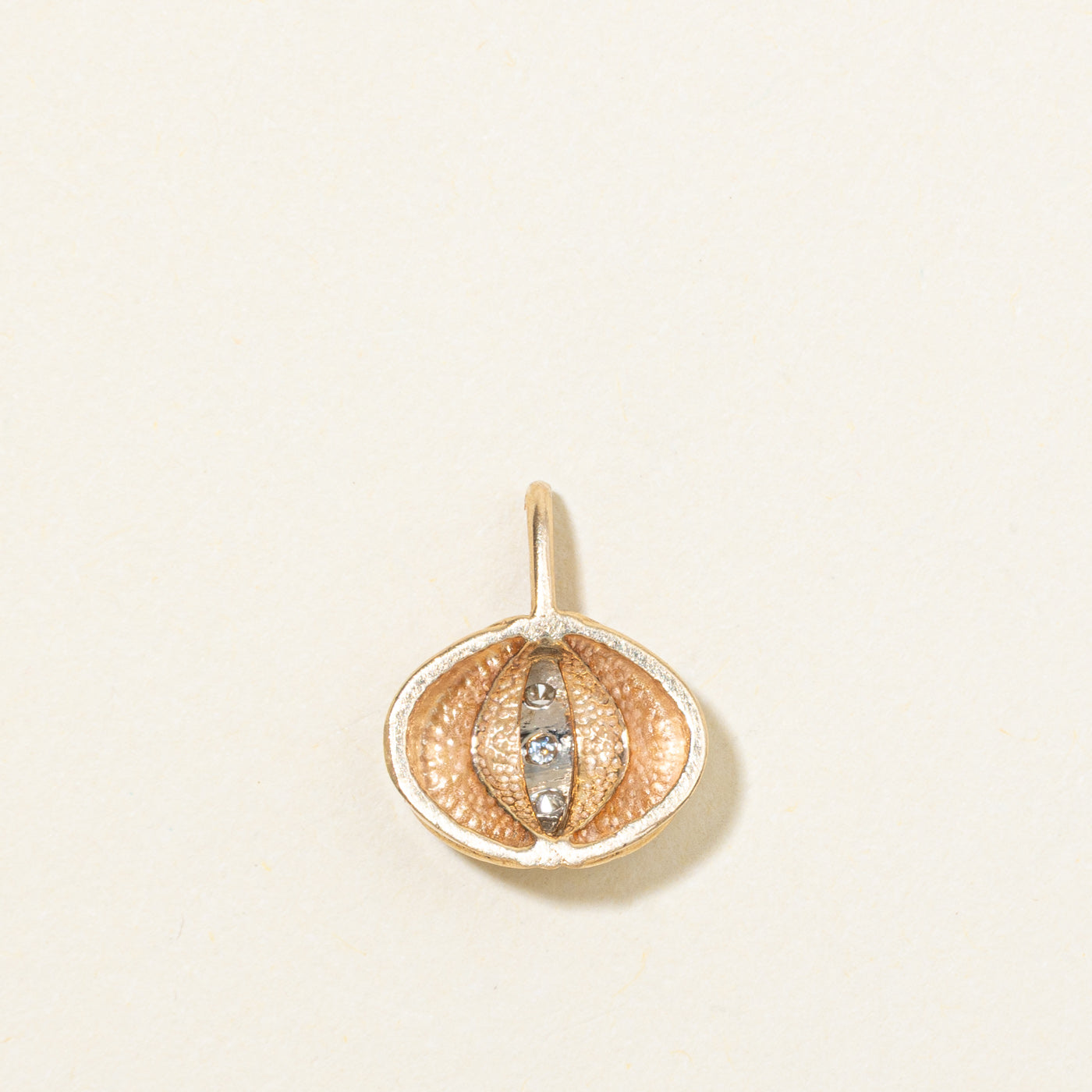 14K Diamond Grooved Half Sphere Pendant