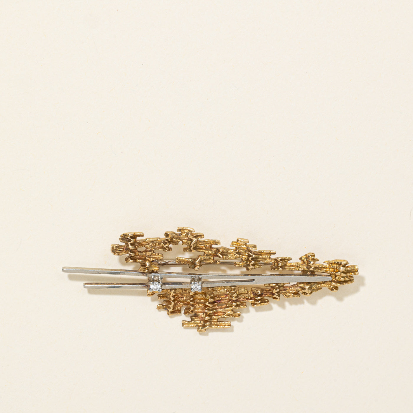 'Birks' 18K Diamond Textured Abstract Brooch