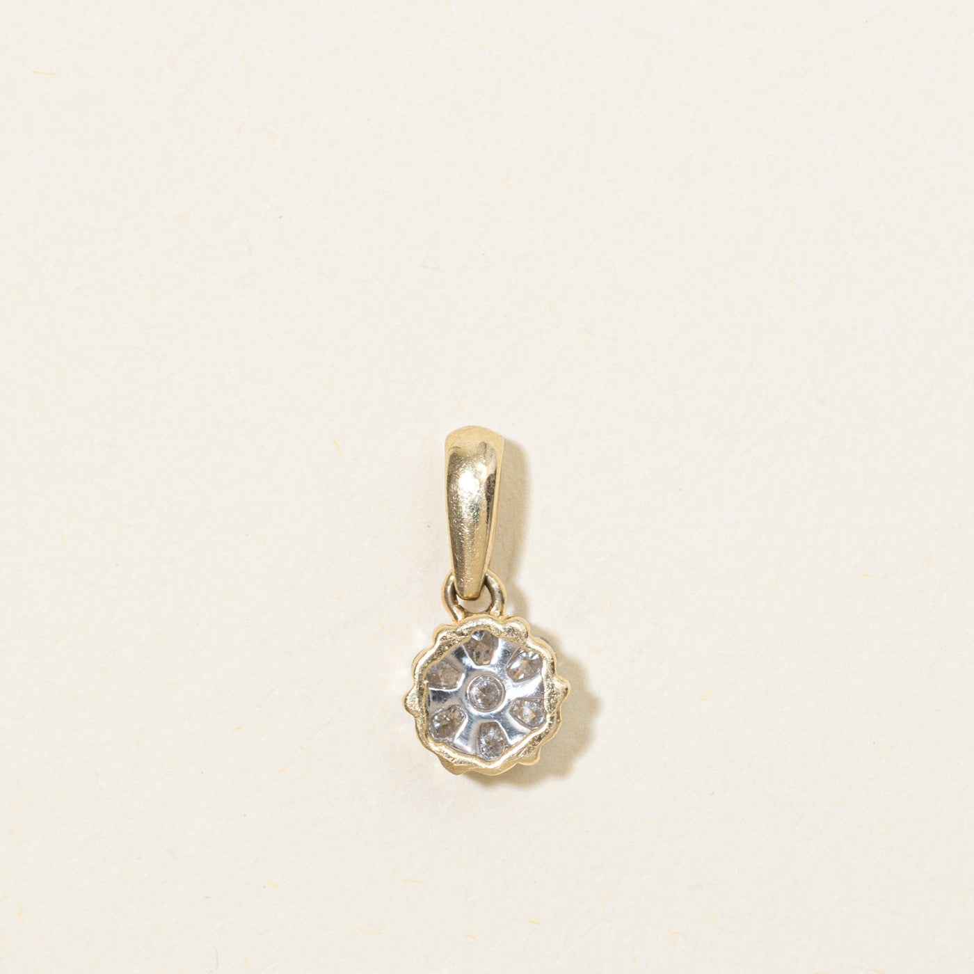 14K Diamond Round Cluster Pendant