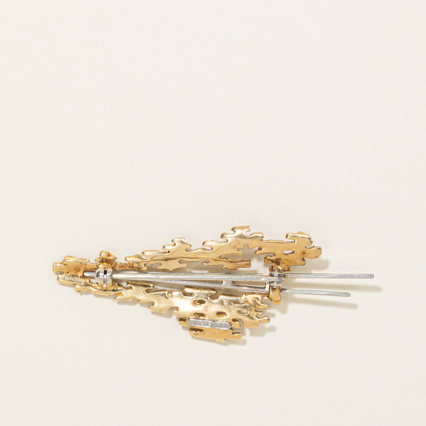 'Birks' 18K Diamond Textured Abstract Brooch