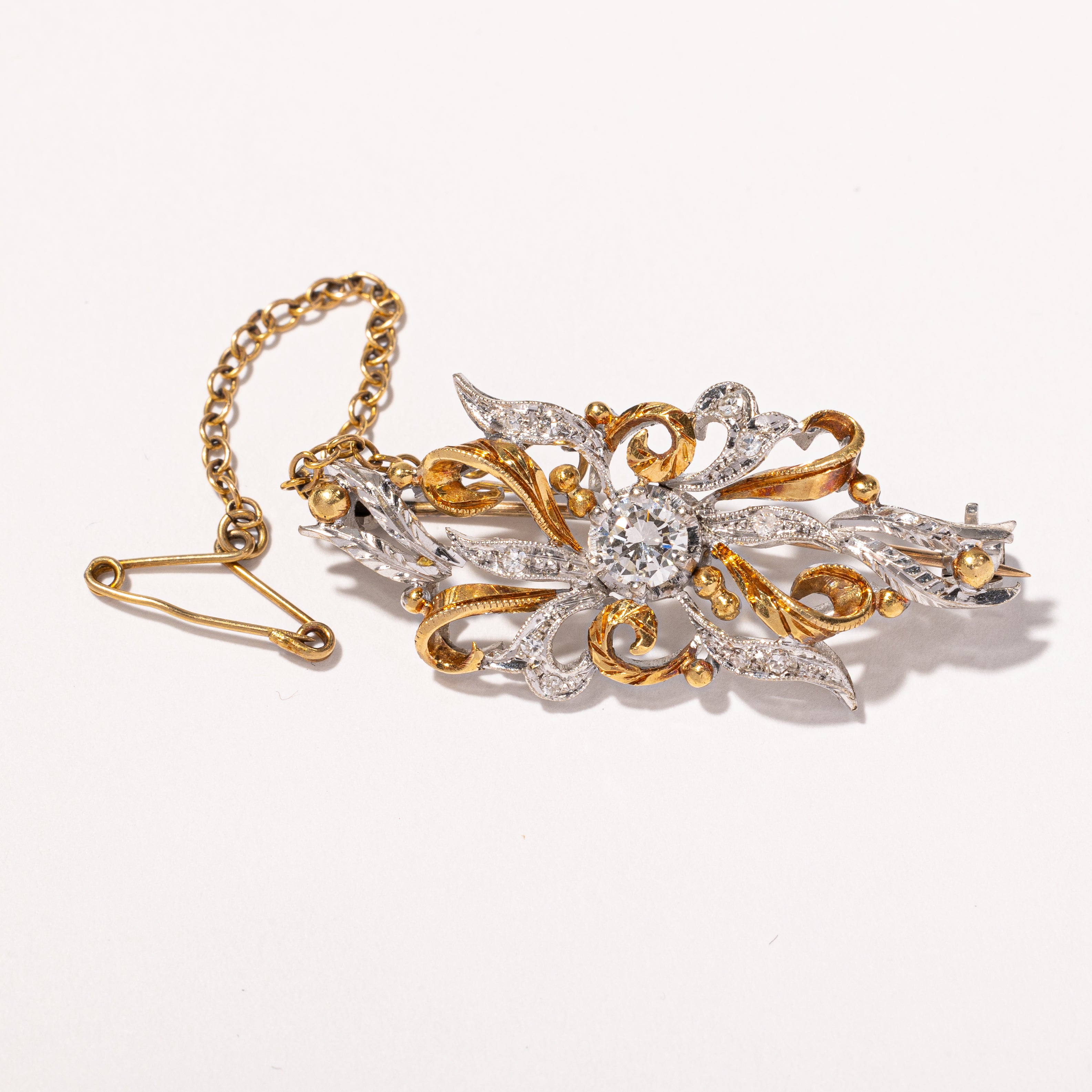 1920s Two Tone Diamond Brooch | 0.45ctw |