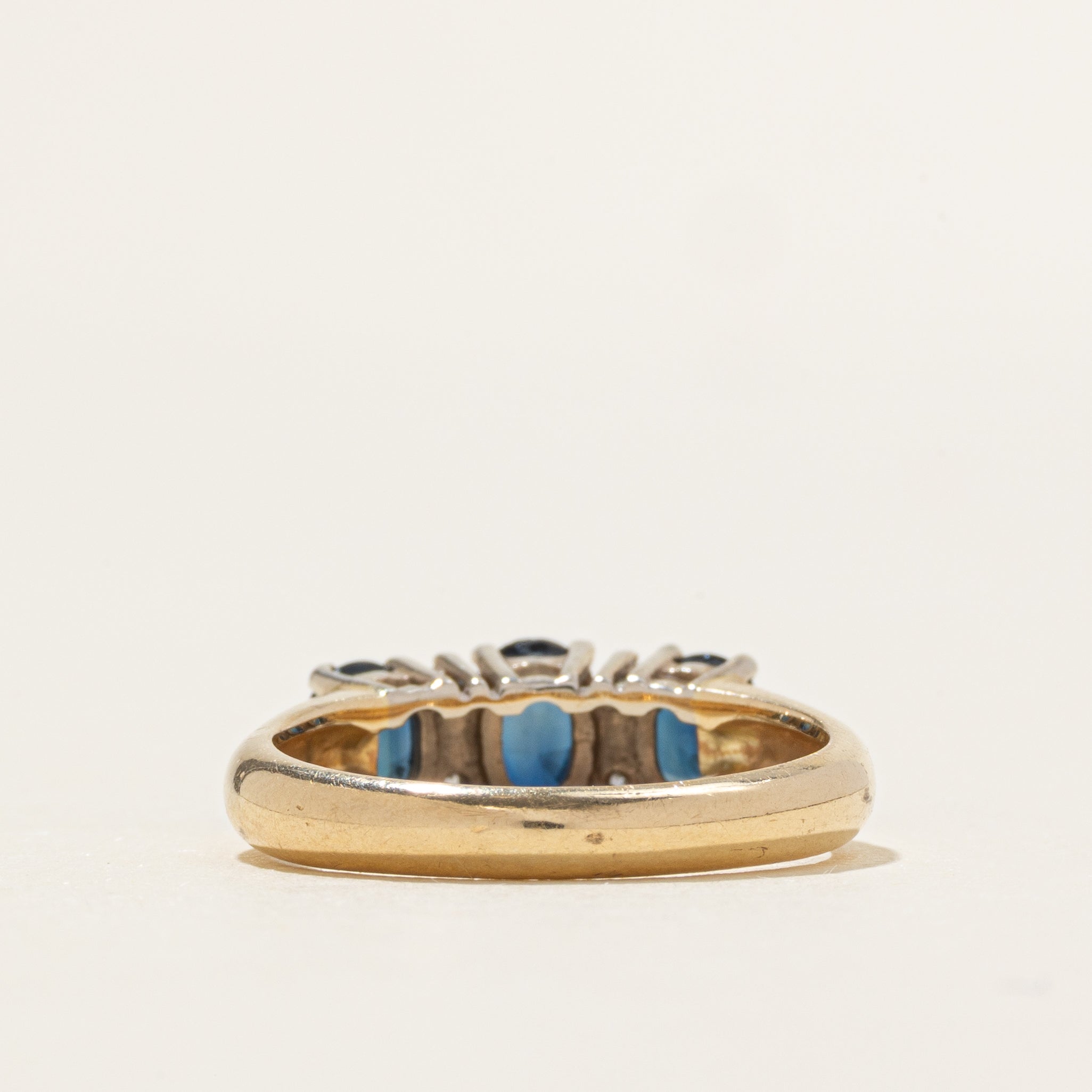 'Birks' Three Stone Sapphire & Diamond Ring | 1.29ctw, 0.04ctw | SZ 6