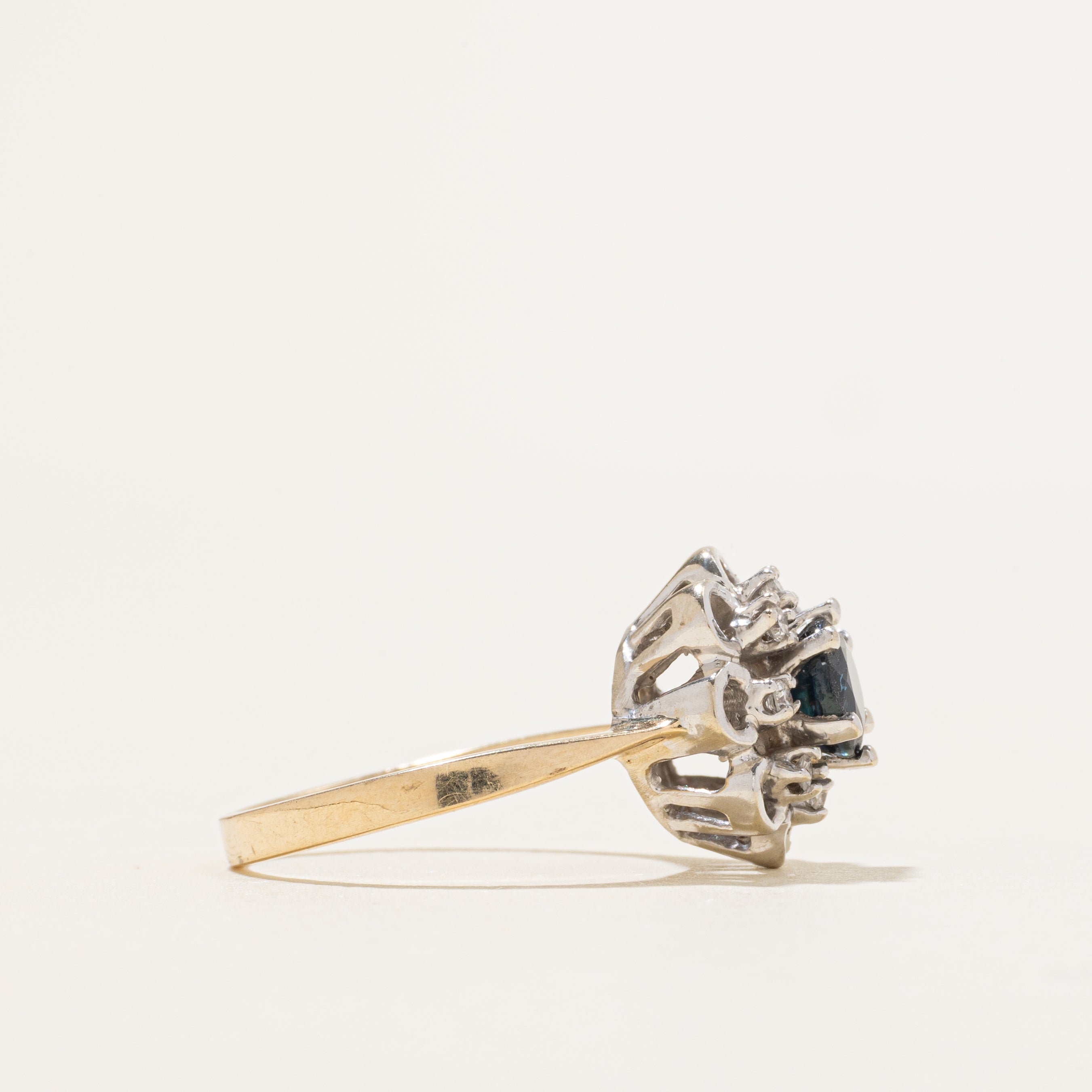 Sapphire & Diamond Floral Scalloped Ring | 0.89ct, 0.16ctw | SZ 6.5