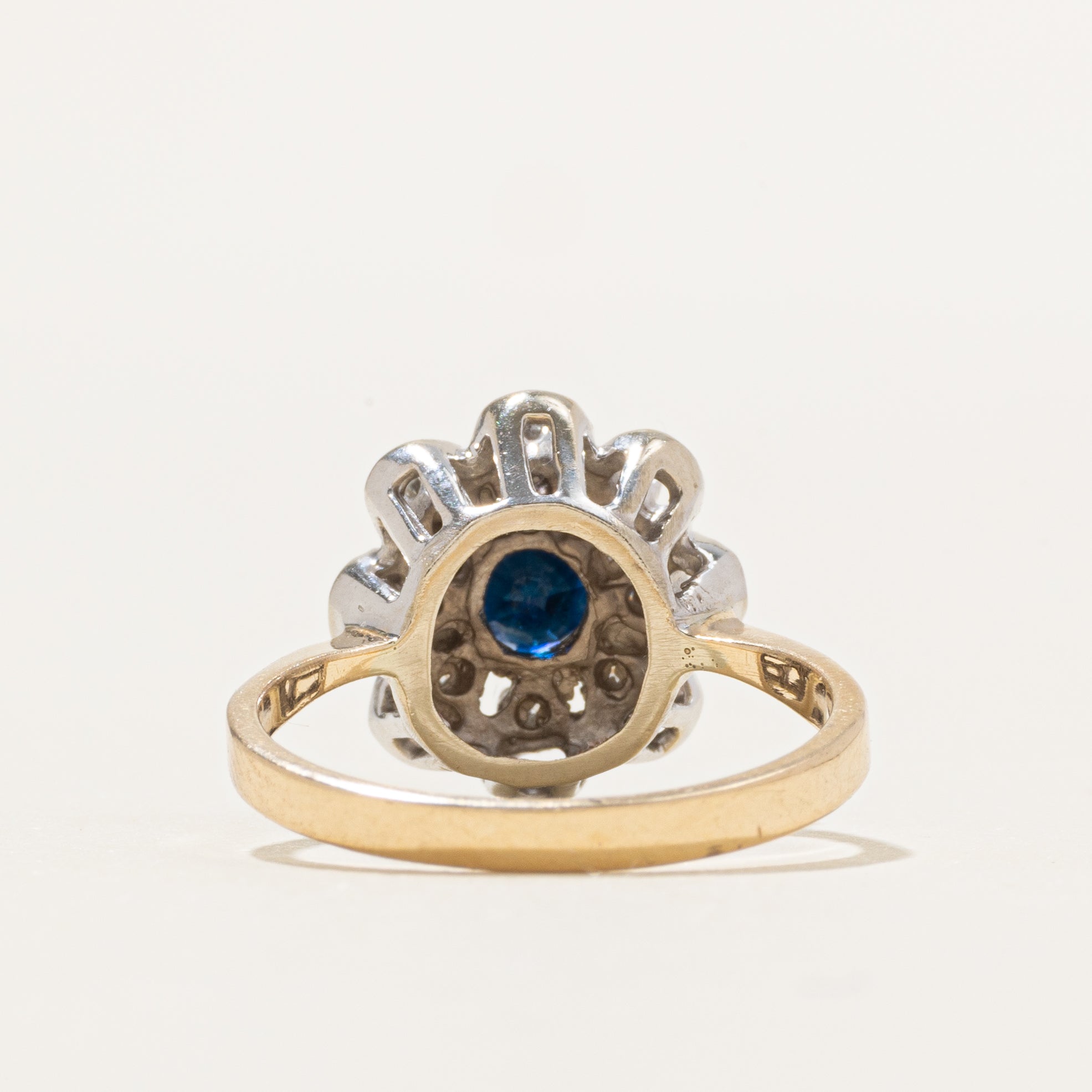 Sapphire & Diamond Floral Scalloped Ring | 0.89ct, 0.16ctw | SZ 6.5