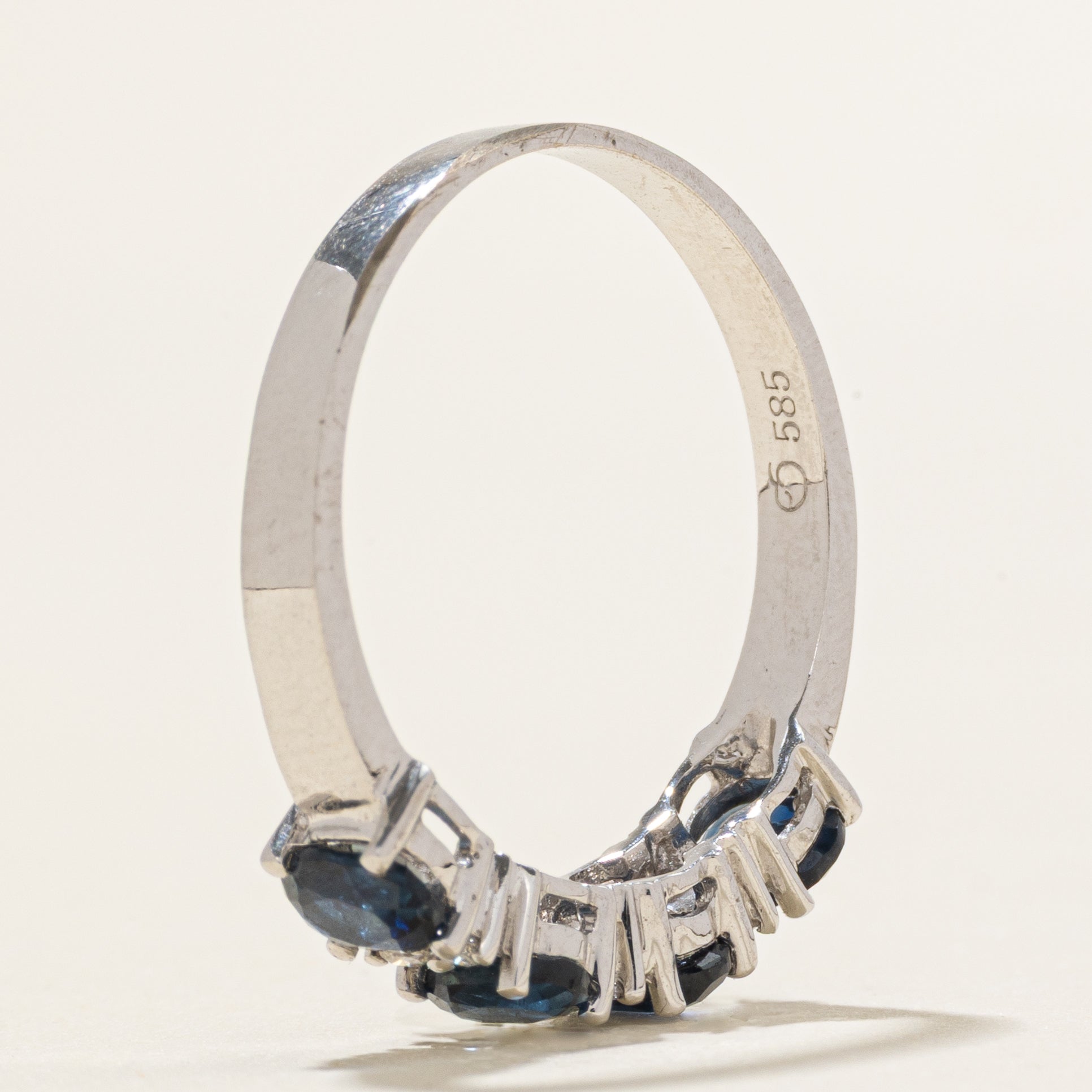 White Gold Four Stone Sapphire & Diamond Ring | 0.72ctw, 0.09ctw | SZ 7