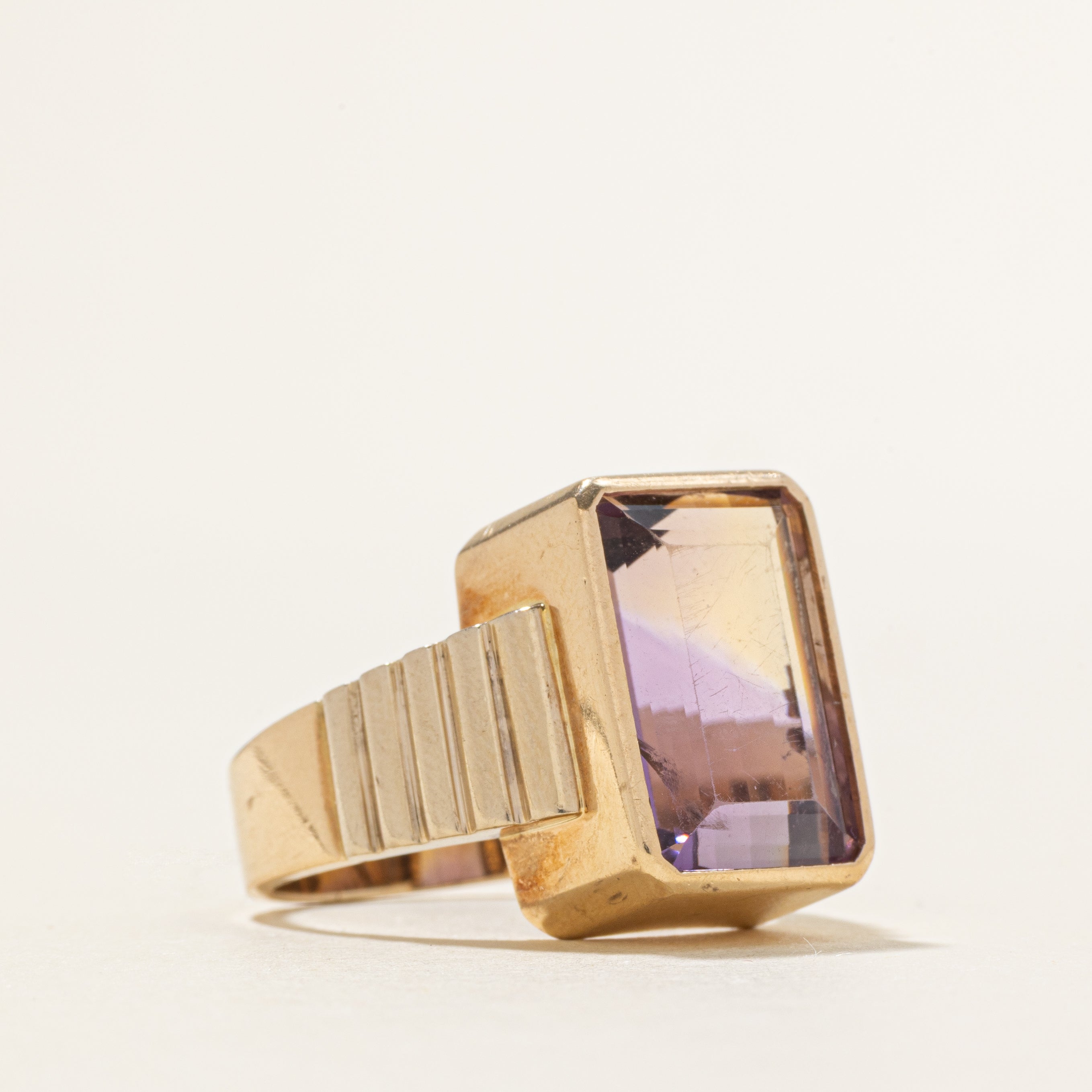 Bezel Set Amethyst Fluted Cocktail Ring | 8.60ct | SZ 9.5