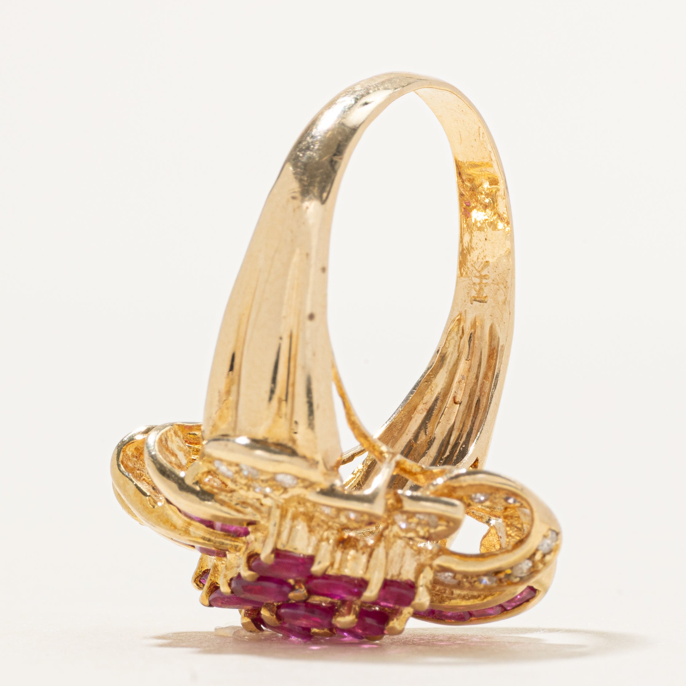 Synthetic Ruby & Diamond Cluster Cocktail Ring | 1.53ctw, 0.28ctw | SZ 9