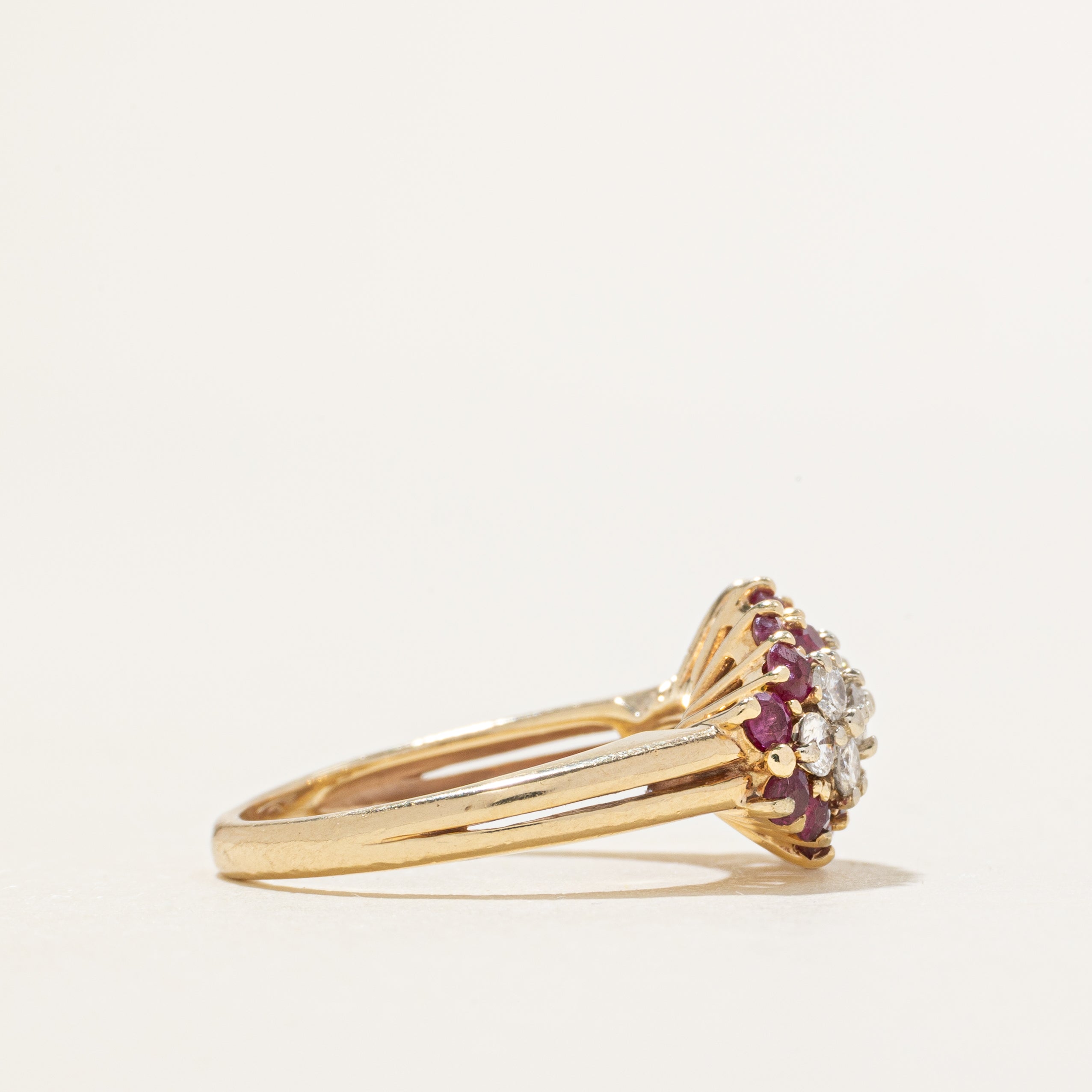 Diamond & Ruby Cluster Cocktail Ring | 0.40ctw, 0.36ctw | SZ 5.5