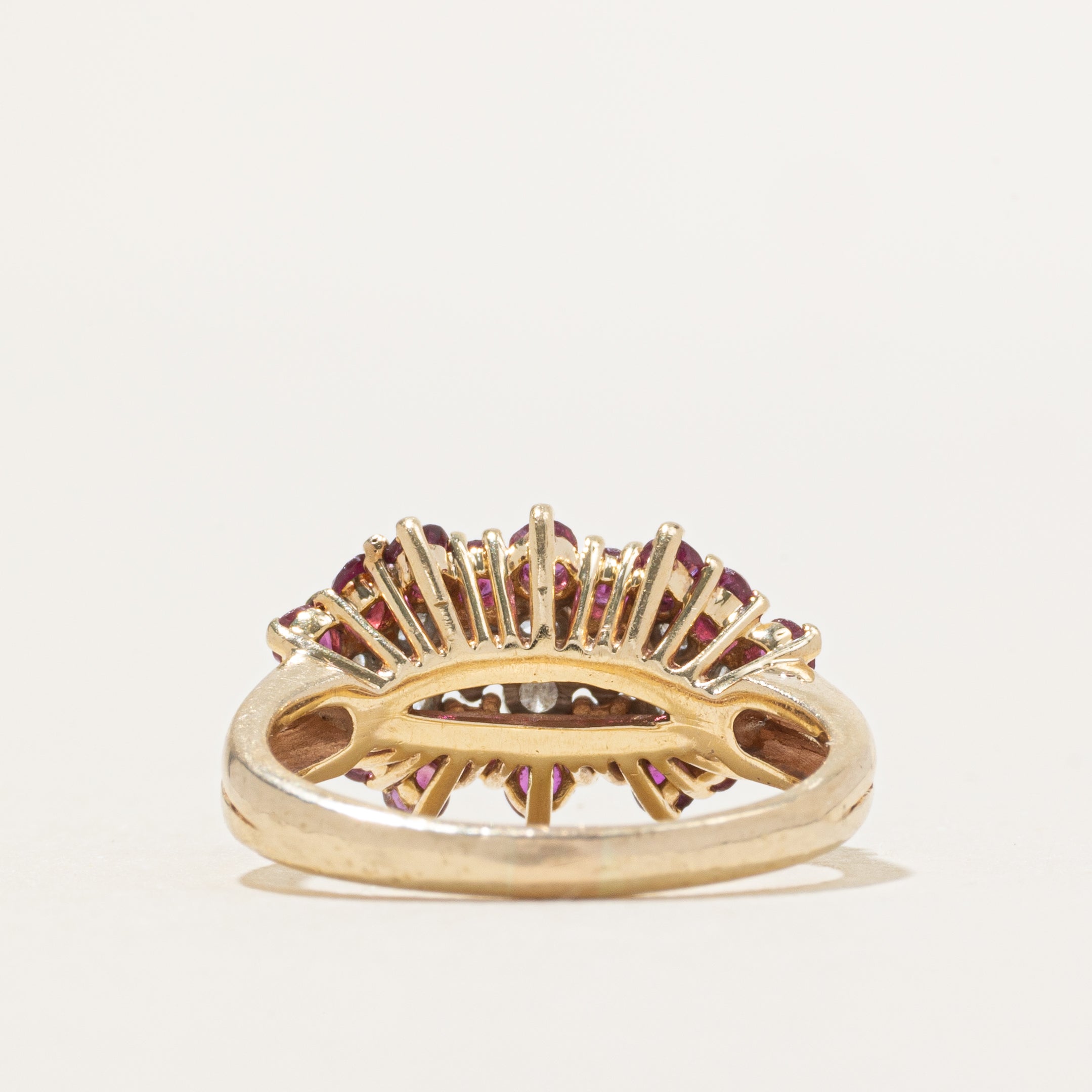 Diamond & Ruby Cluster Cocktail Ring | 0.40ctw, 0.36ctw | SZ 5.5