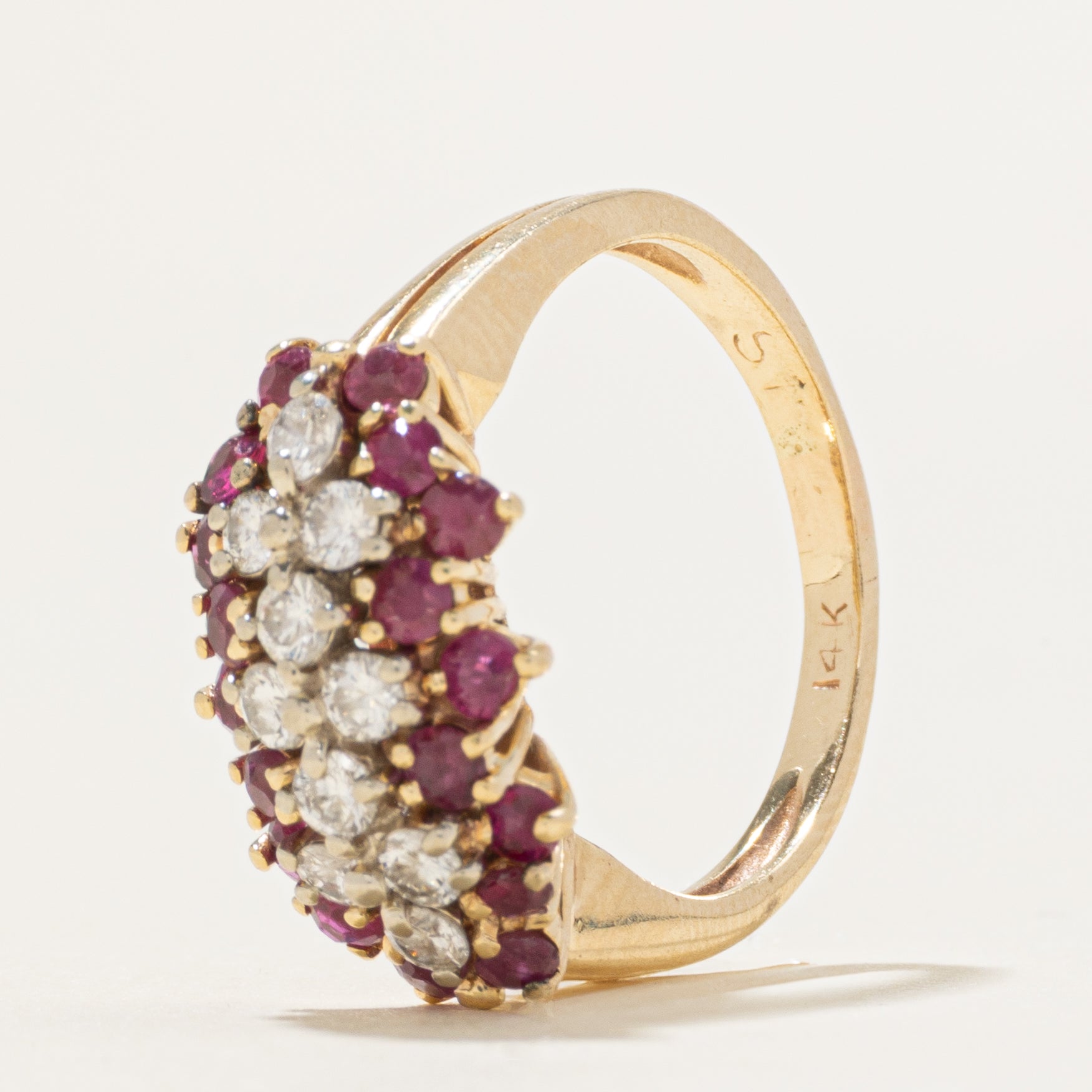 Diamond & Ruby Cluster Cocktail Ring | 0.40ctw, 0.36ctw | SZ 5.5
