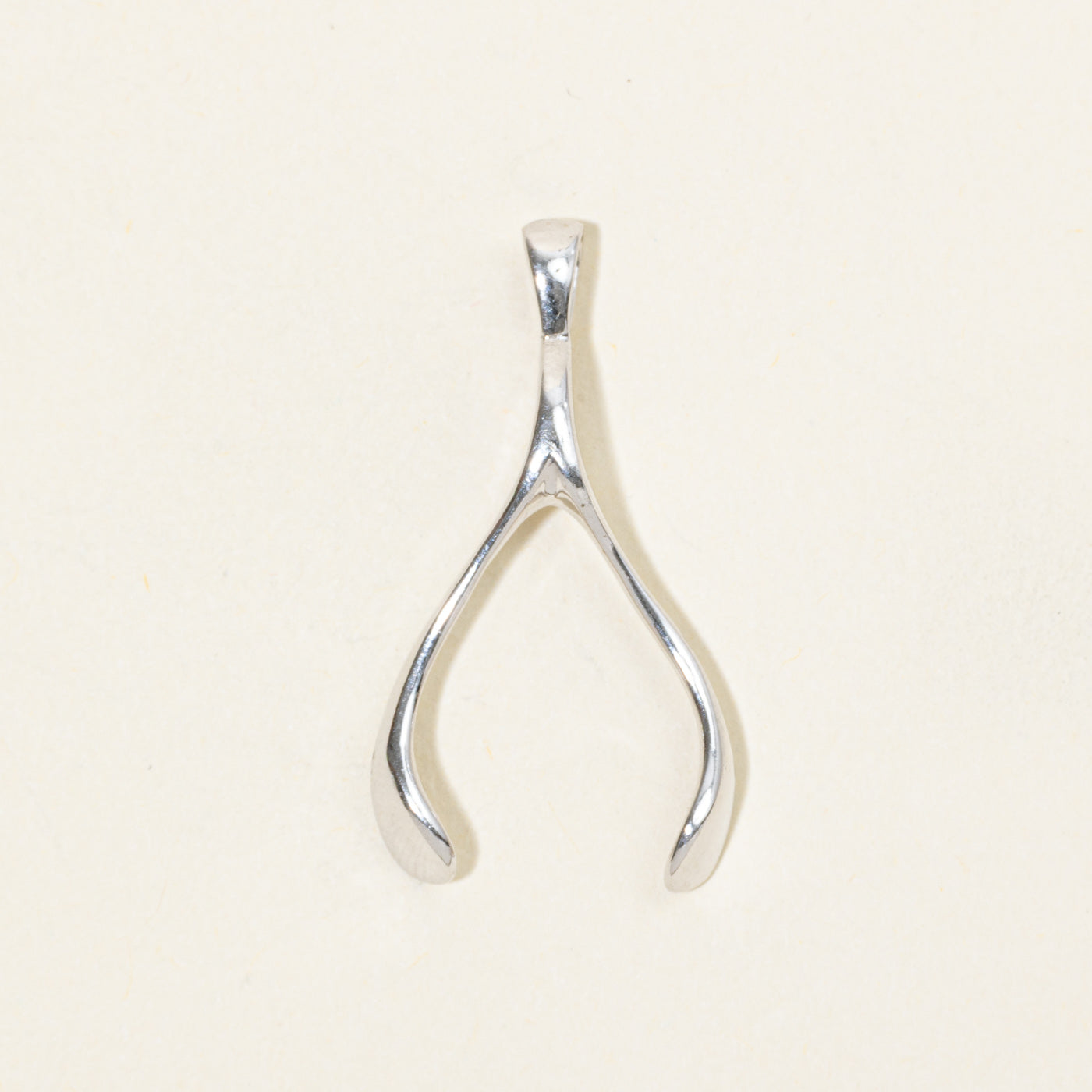 14k White Gold Wishbone Pendant