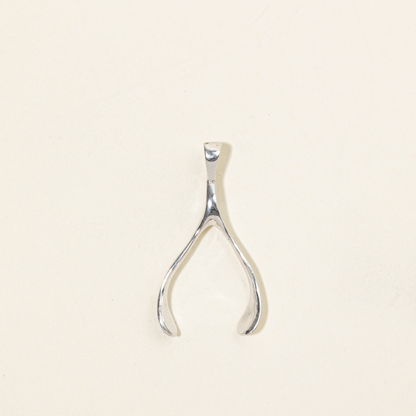 14k White Gold Wishbone Pendant