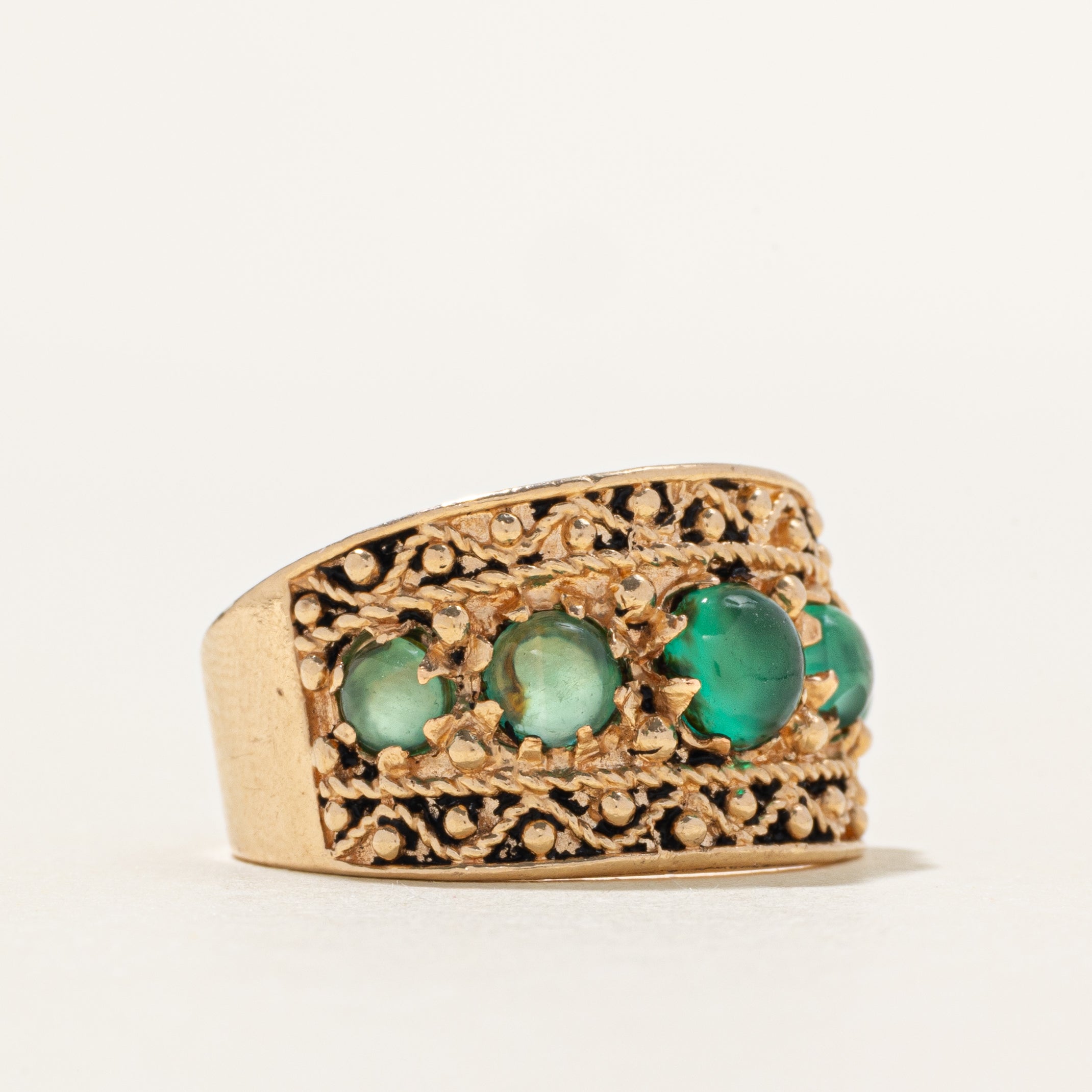 Vintage five-stone Crysoprase ring | 1.15ctw | SZ 7