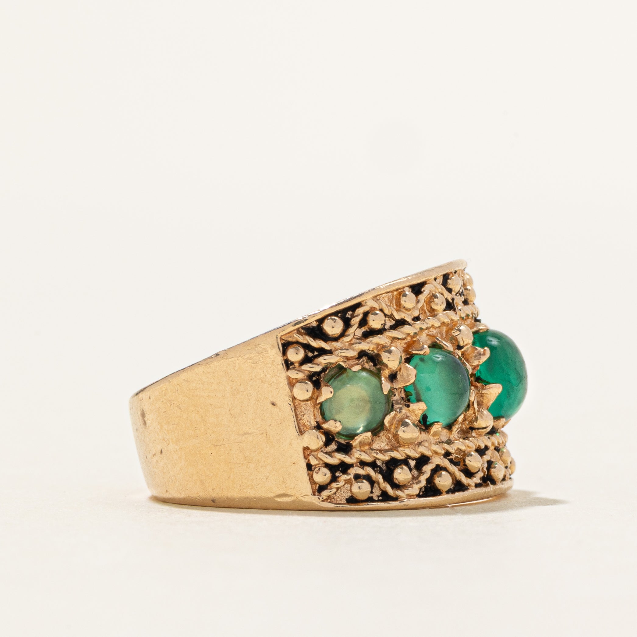 Vintage five-stone Crysoprase ring | 1.15ctw | SZ 7
