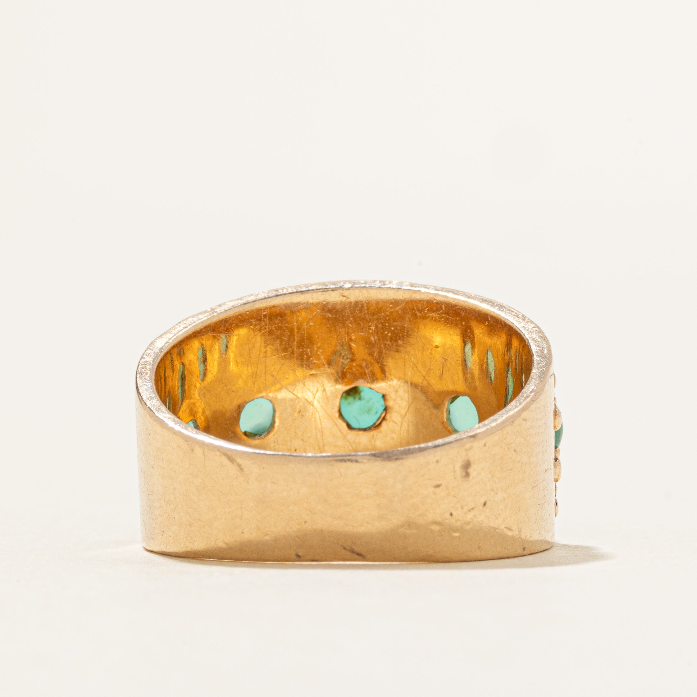 Vintage five-stone Crysoprase ring | 1.15ctw | SZ 7