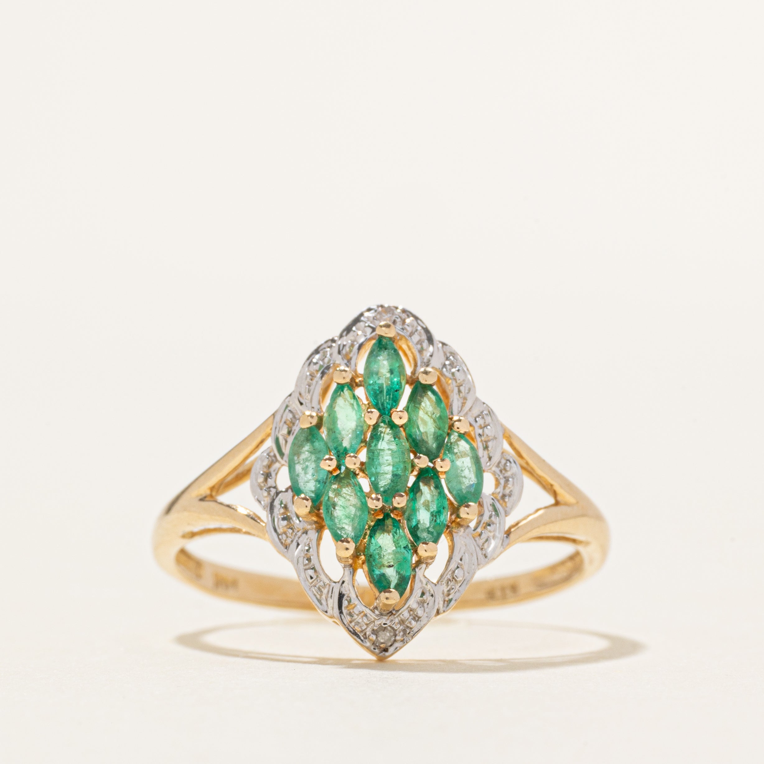 Emerald Cluster Rhombus Shaped Ring | 0.50ctw | SZ 9