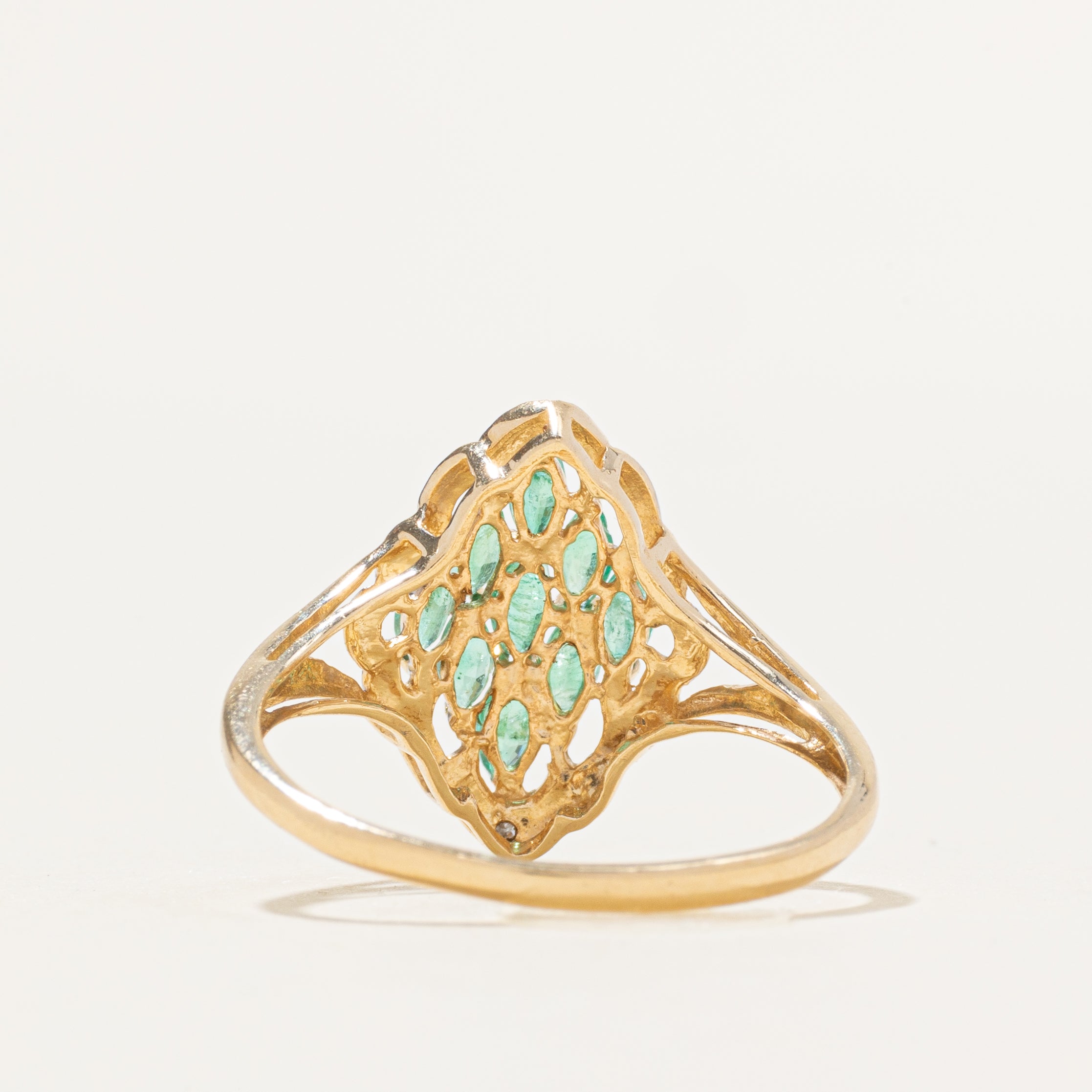 Emerald Cluster Rhombus Shaped Ring | 0.50ctw | SZ 9