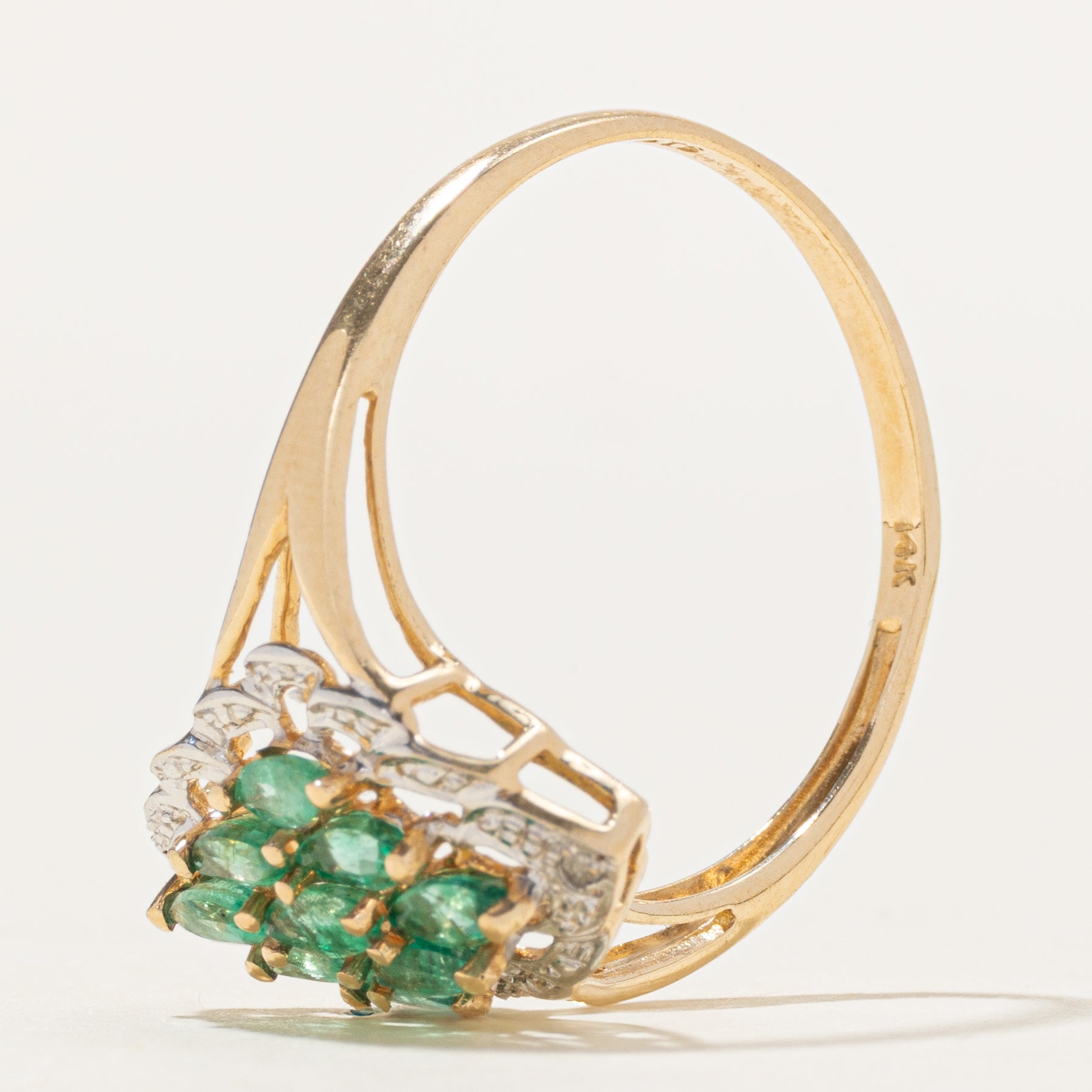 Emerald Cluster Rhombus Shaped Ring | 0.50ctw | SZ 9
