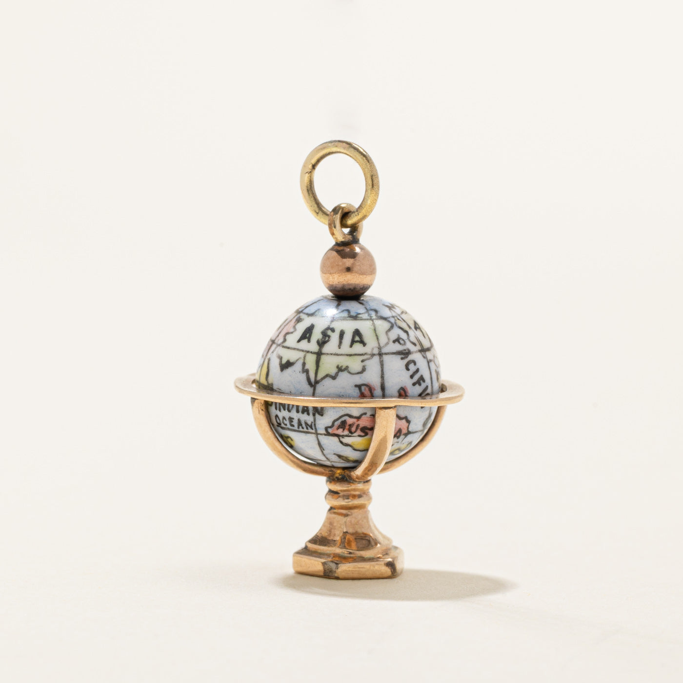 10k Yellow Gold Enamel Globe Charm