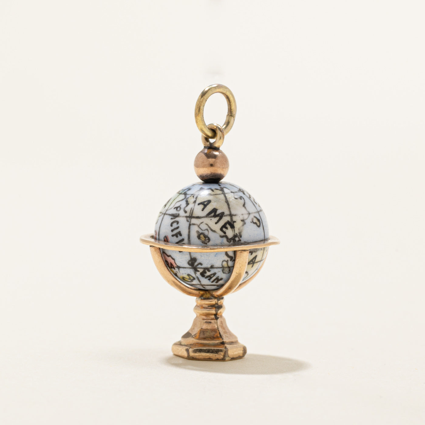 10k Yellow Gold Enamel Globe Charm