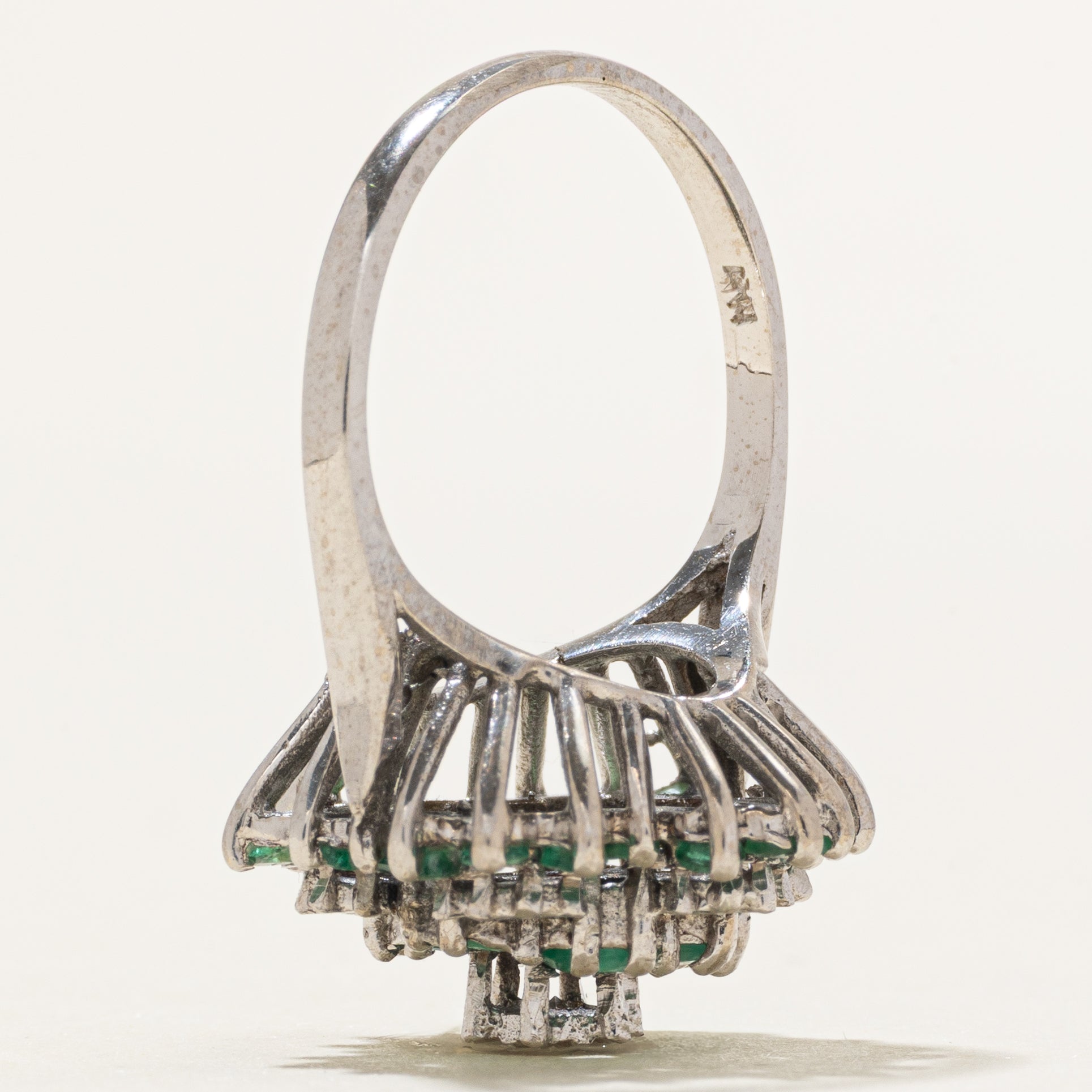18k Emerald & Diamond Cluster Cocktail Ring | 1.02ctw, 0.06ctw | SZ 6.5