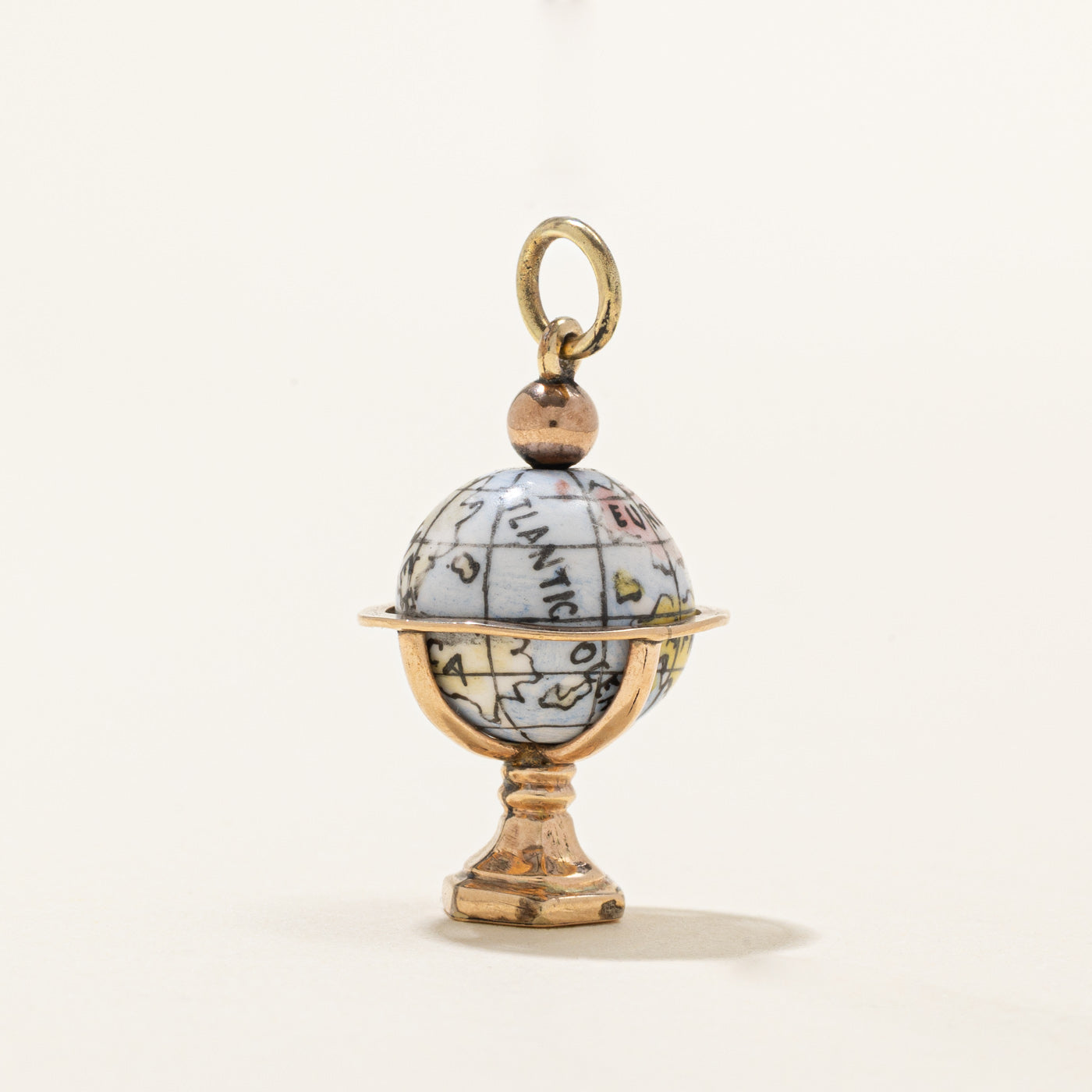 10k Yellow Gold Enamel Globe Charm