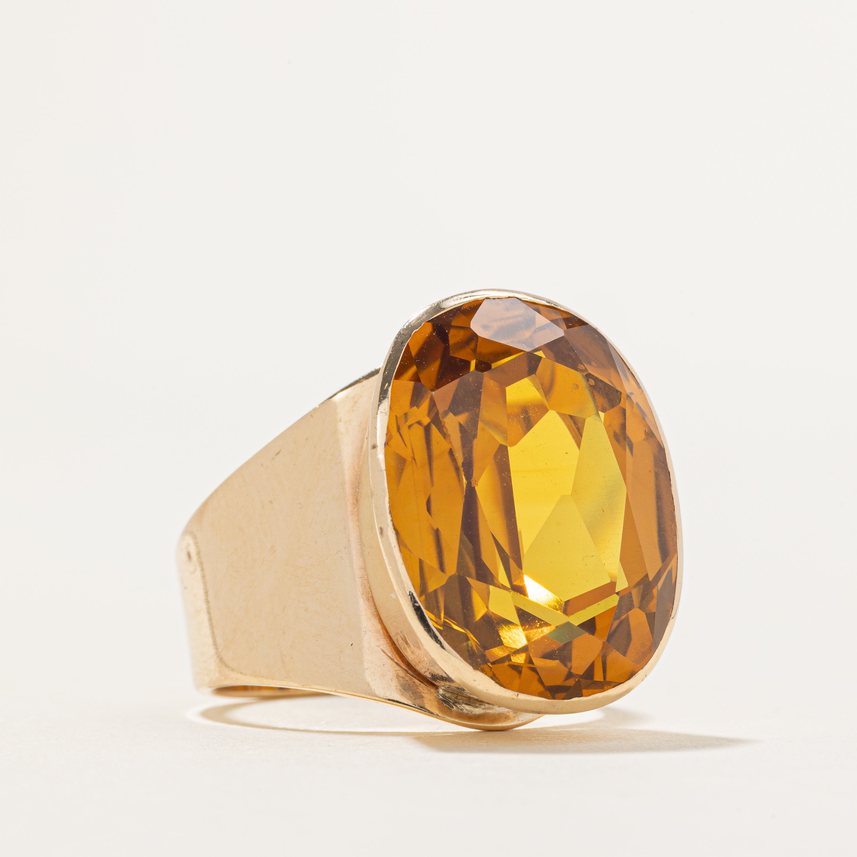 Bezel Set Citrine Cocktail Ring | 12.80ct | SZ 8