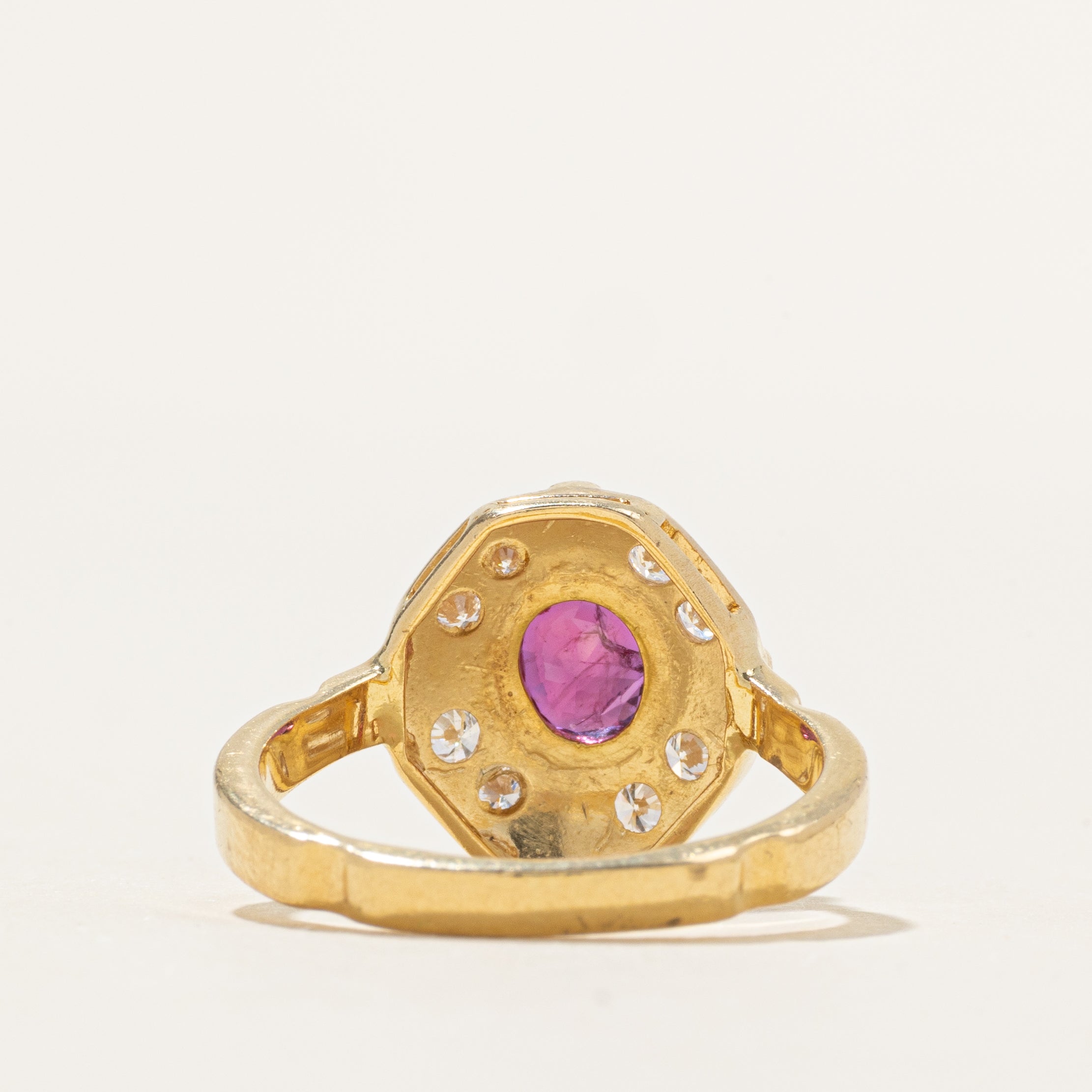 18k Bezel Set Ruby & Diamond Cocktail Ring | 0.51ct, 0.40ctw | SZ 7.75