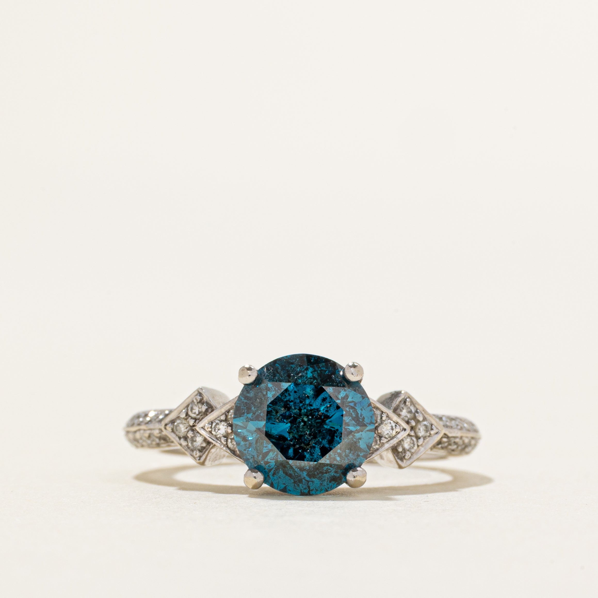 Basket Set Blue & White Diamond Ring | 1.73ctw | SZ 4.25