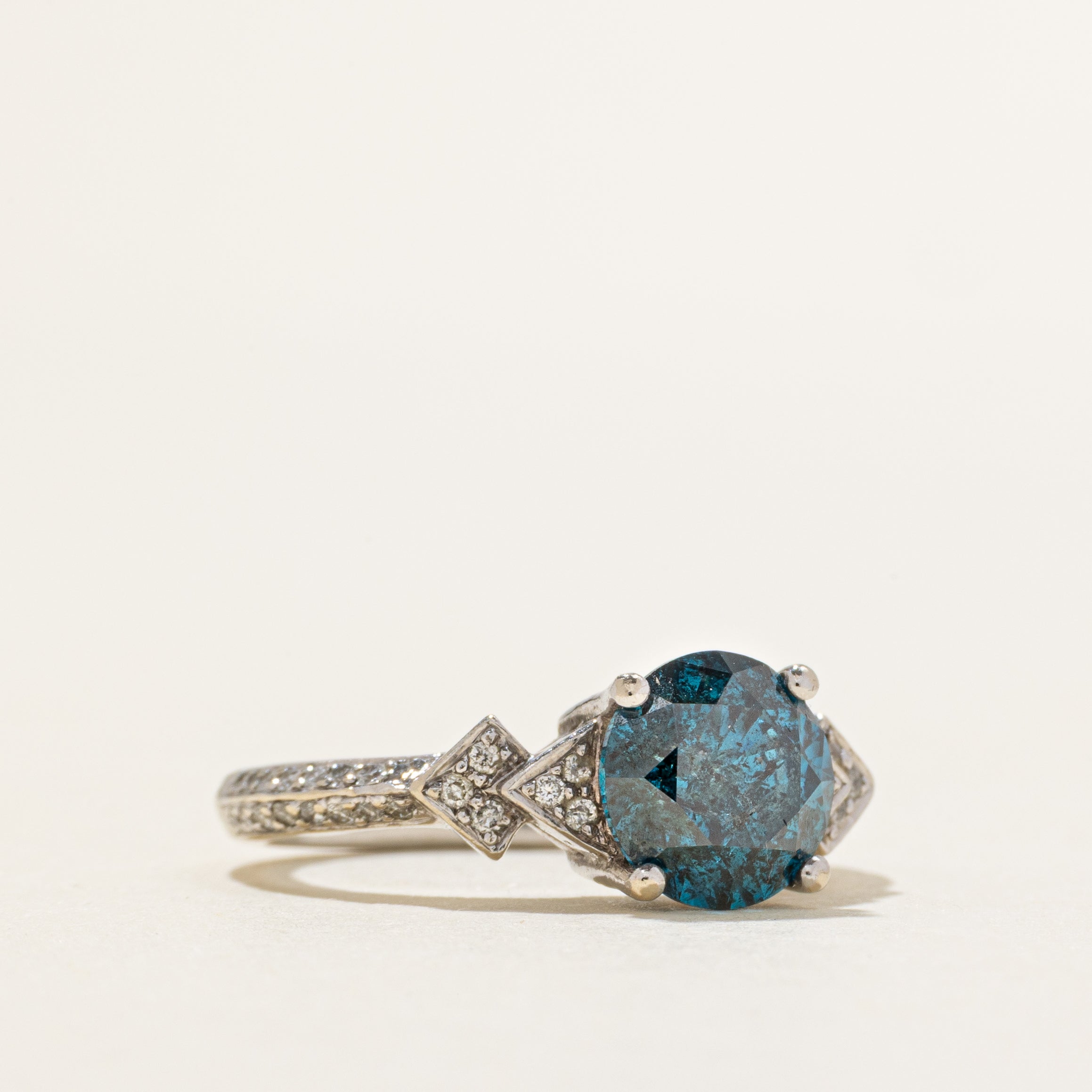 Basket Set Blue & White Diamond Ring | 1.73ctw | SZ 4.25