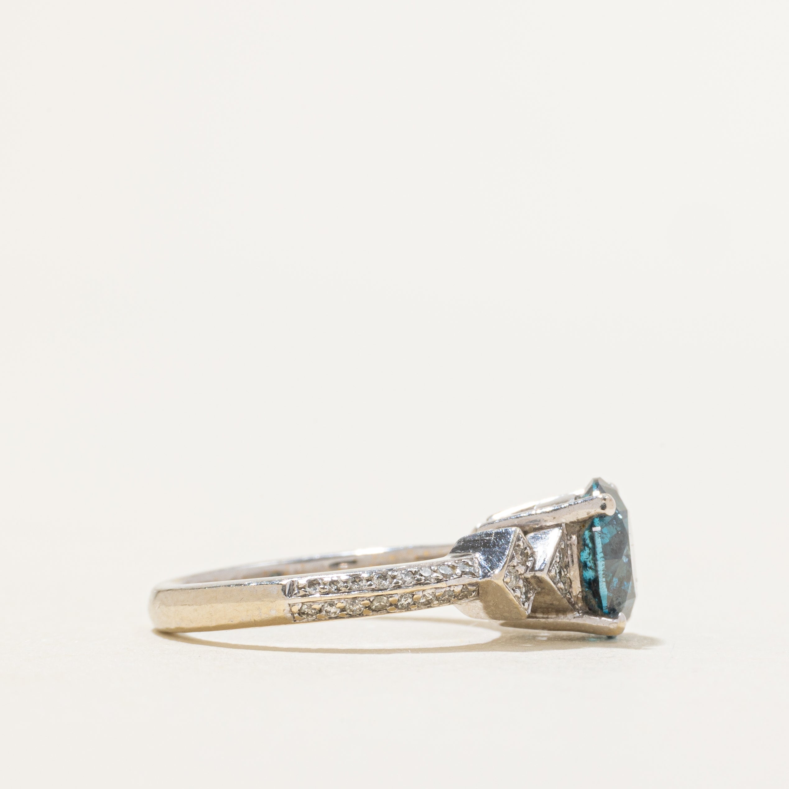 Basket Set Blue & White Diamond Ring | 1.73ctw | SZ 4.25