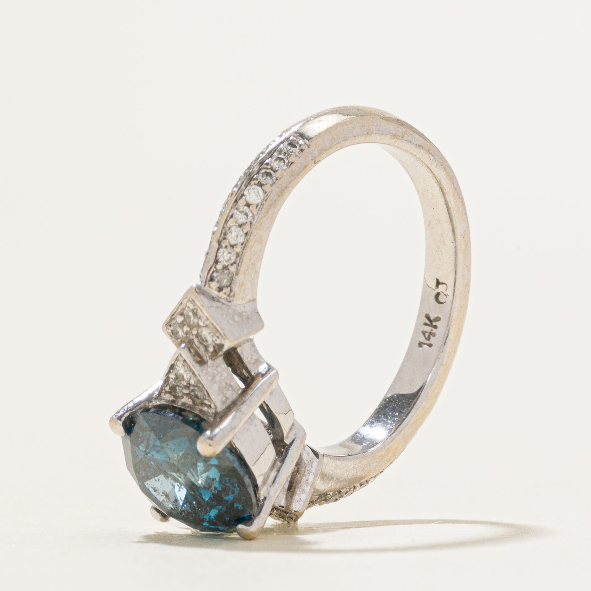 Basket Set Blue & White Diamond Ring | 1.73ctw | SZ 4.25