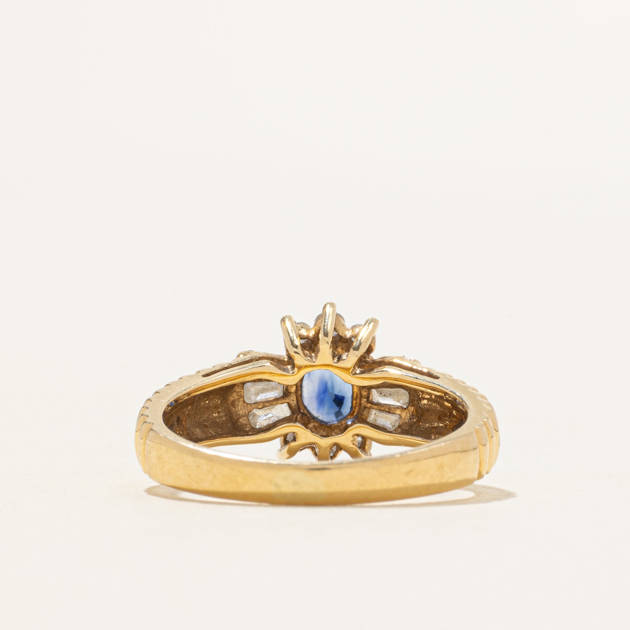 18k Sapphire & Diamond Petal Fluted Ring | 0.35ct, 0.25ctw | SZ 4.25