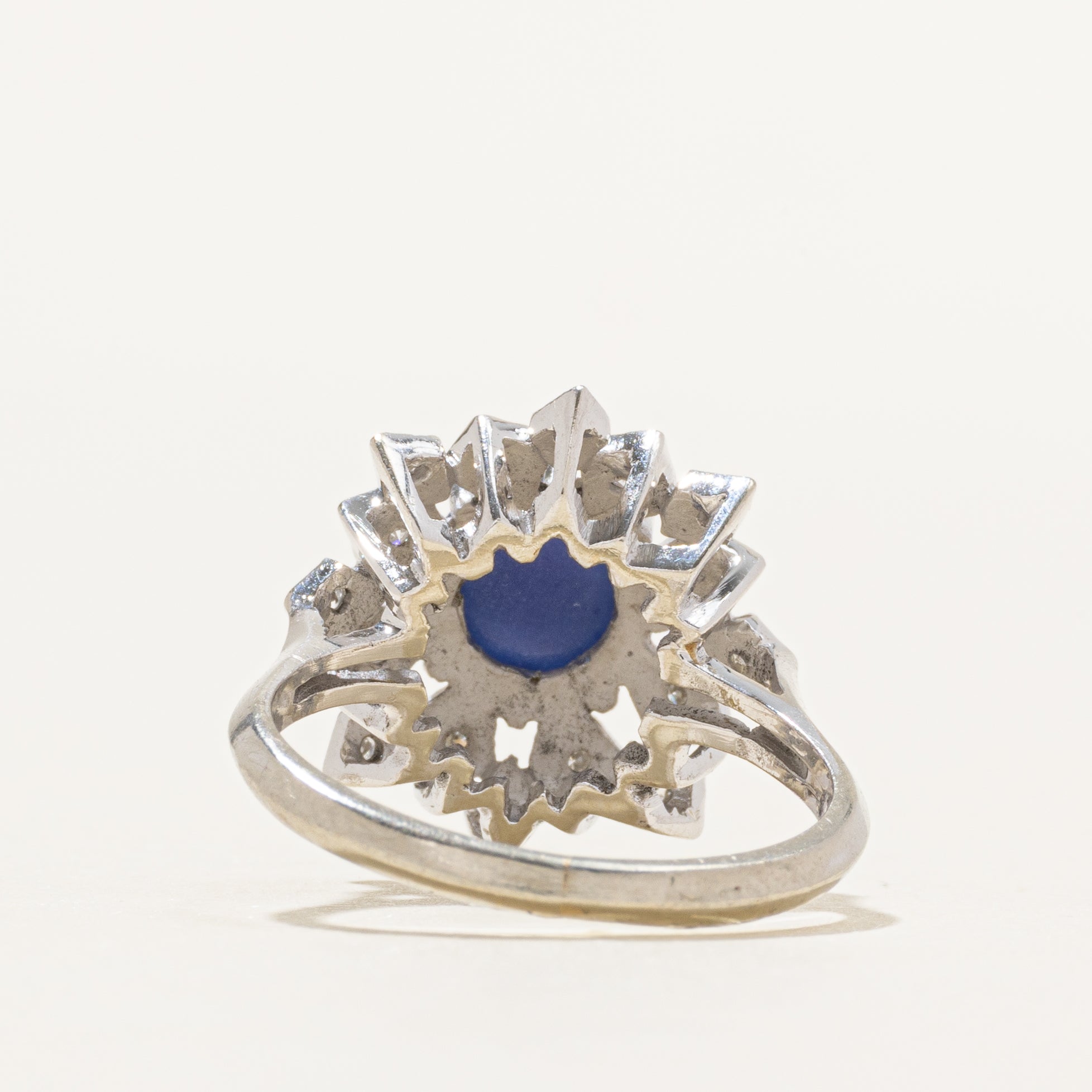 Synthetic Star Sapphire & Diamond Floral Cocktail Ring | 1.98ct, 0.08ctw | SZ 5