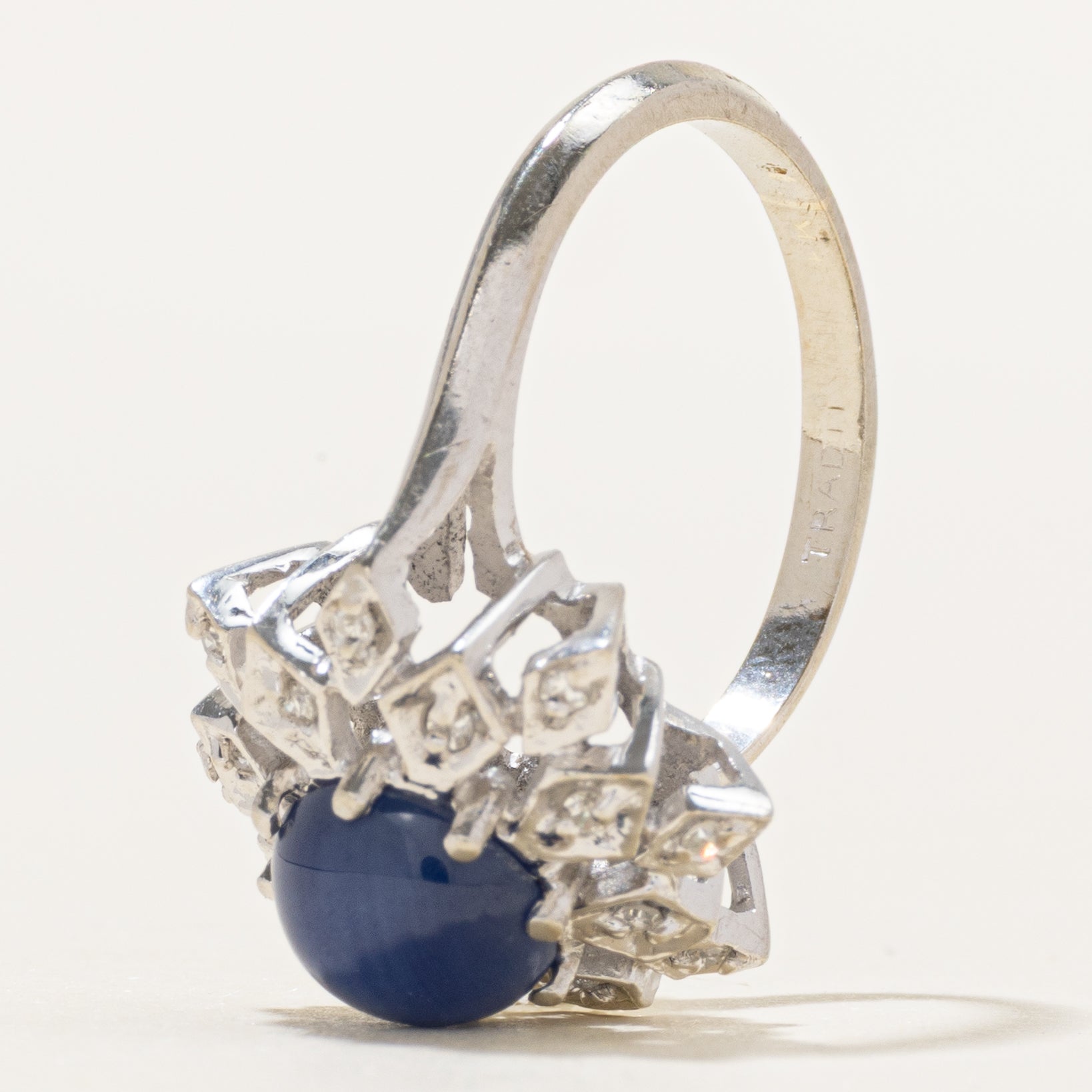 Synthetic Star Sapphire & Diamond Floral Cocktail Ring | 1.98ct, 0.08ctw | SZ 5