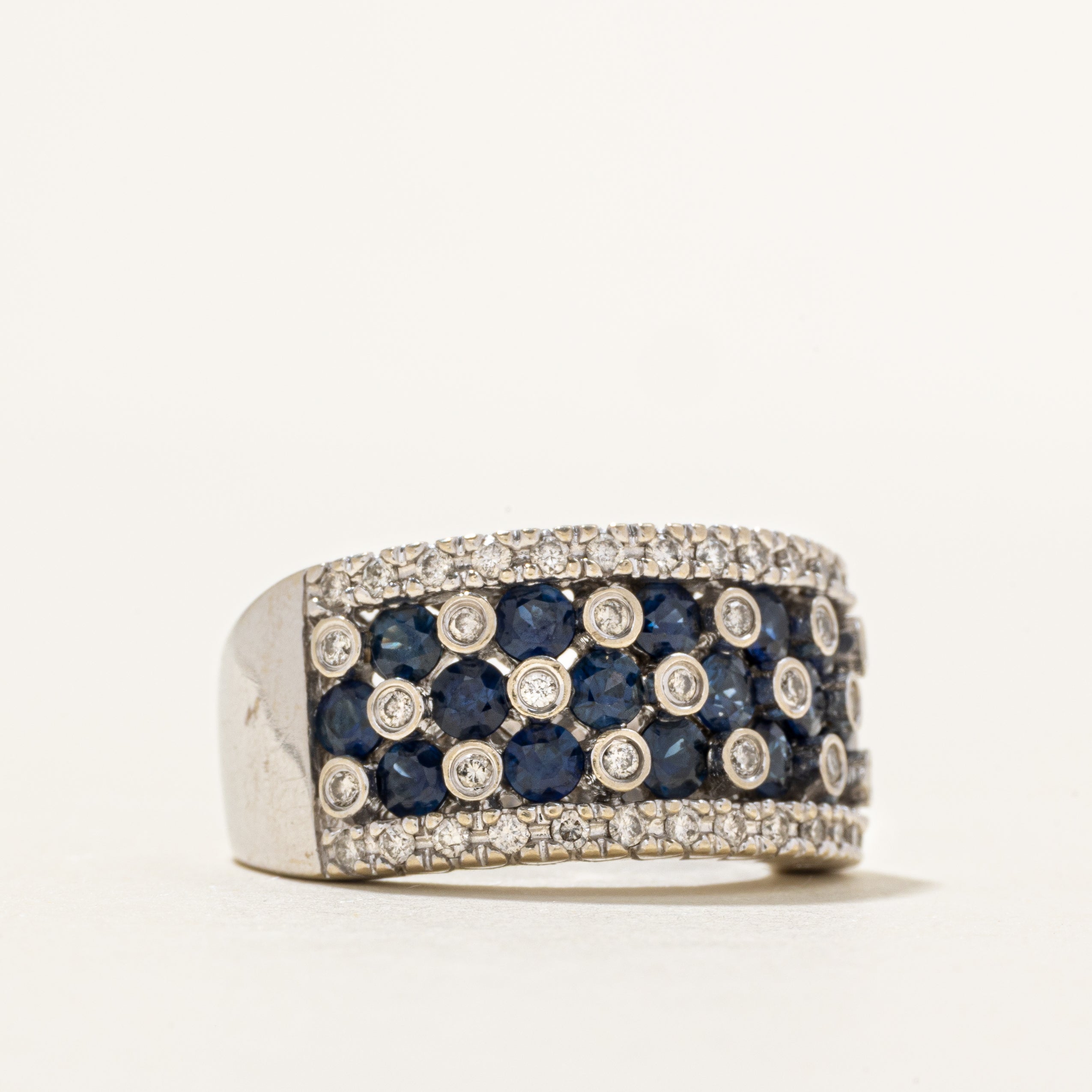 Sapphire & Diamond Grid Ring | 2.56ctw, 0.43ctw | SZ 7.75