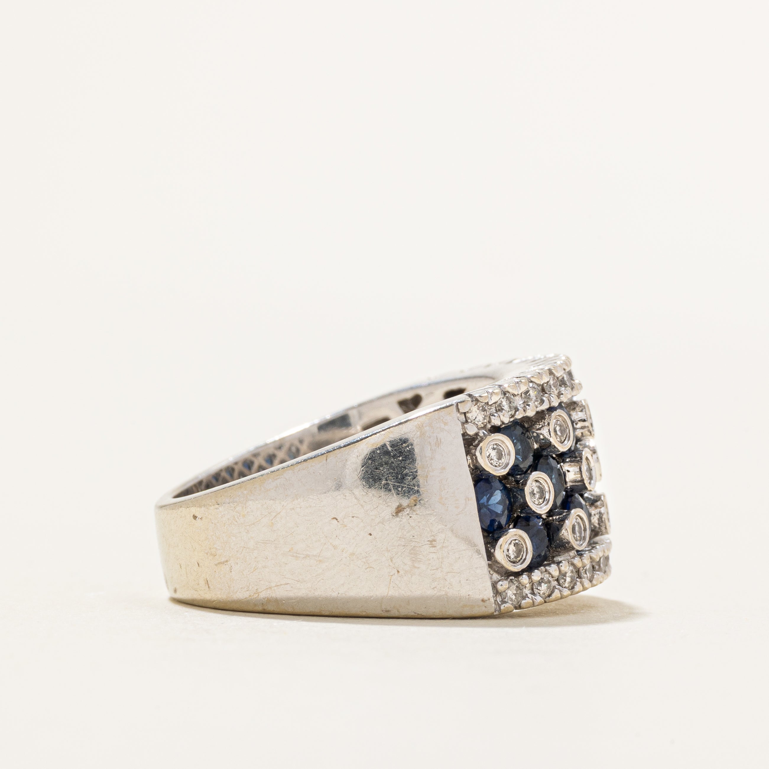 Sapphire & Diamond Grid Ring | 2.56ctw, 0.43ctw | SZ 7.75