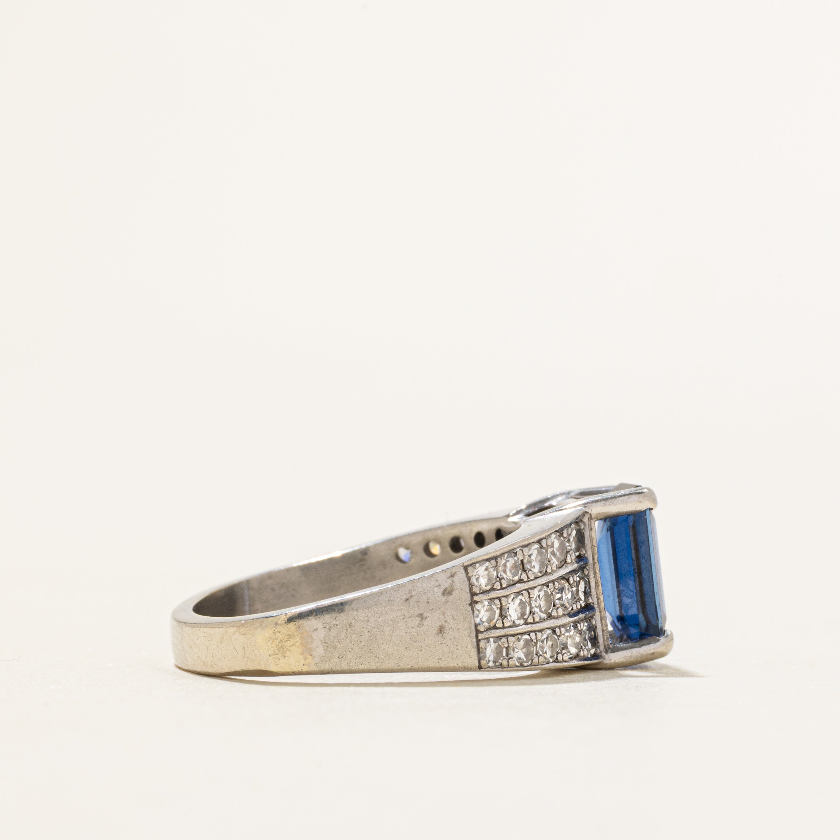 White Gold Sapphire & Diamond Euro Shank Ring | 1.48ct, 0.57ctw | SZ 6.25
