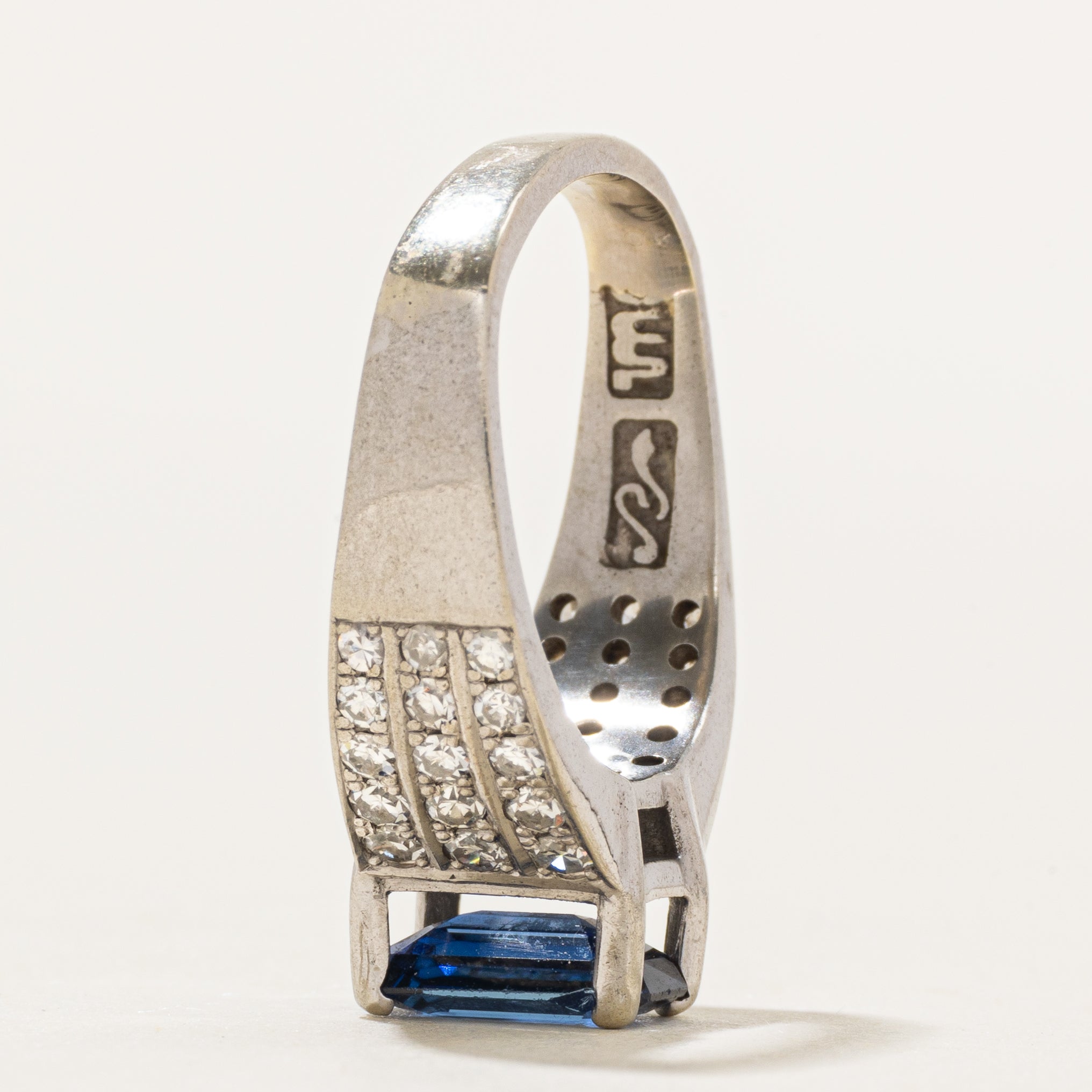 White Gold Sapphire & Diamond Euro Shank Ring | 1.48ct, 0.57ctw | SZ 6.25