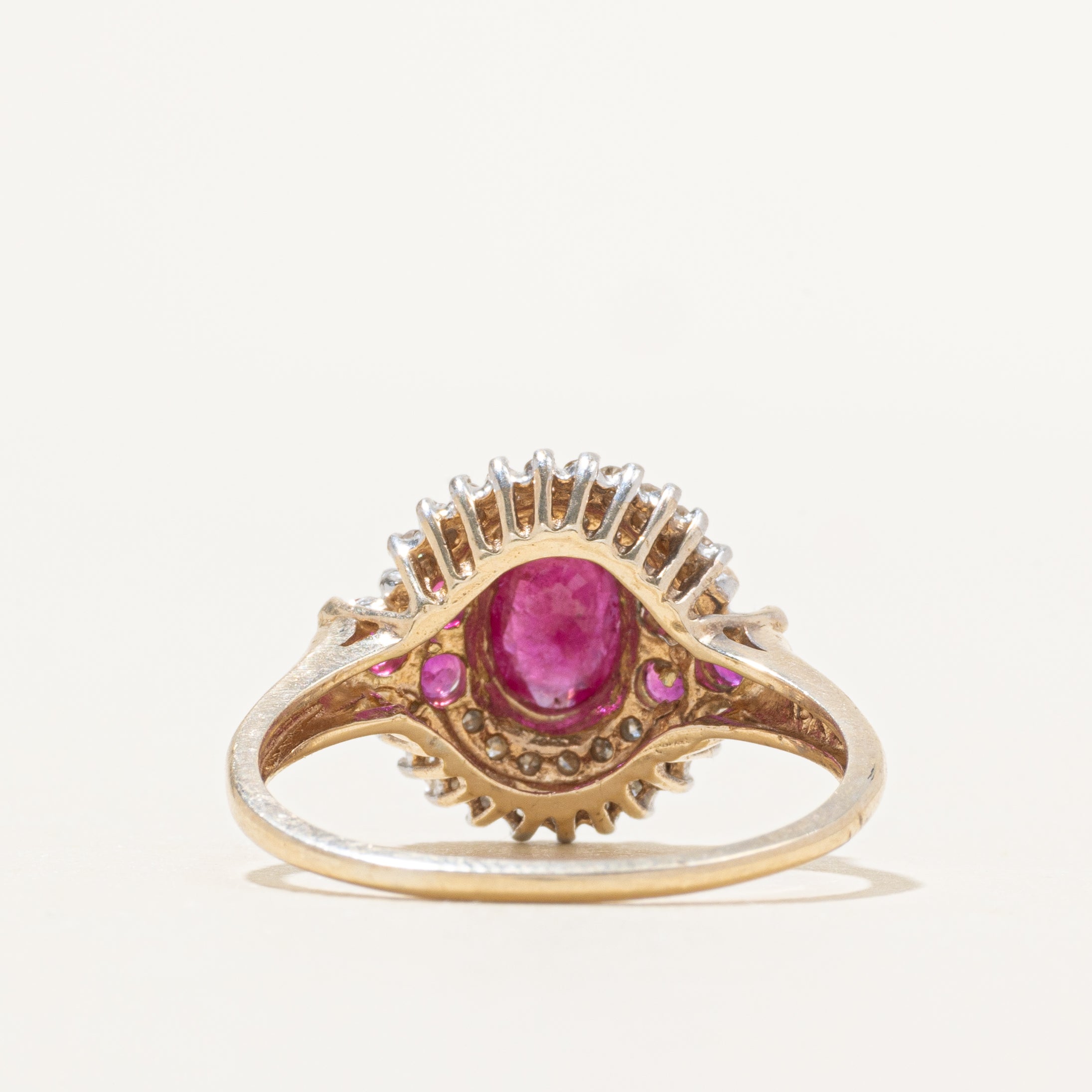 Ruby & Diamond Halo Cocktail Ring | 1.05ctw, 0.16ctw | SZ 9.5