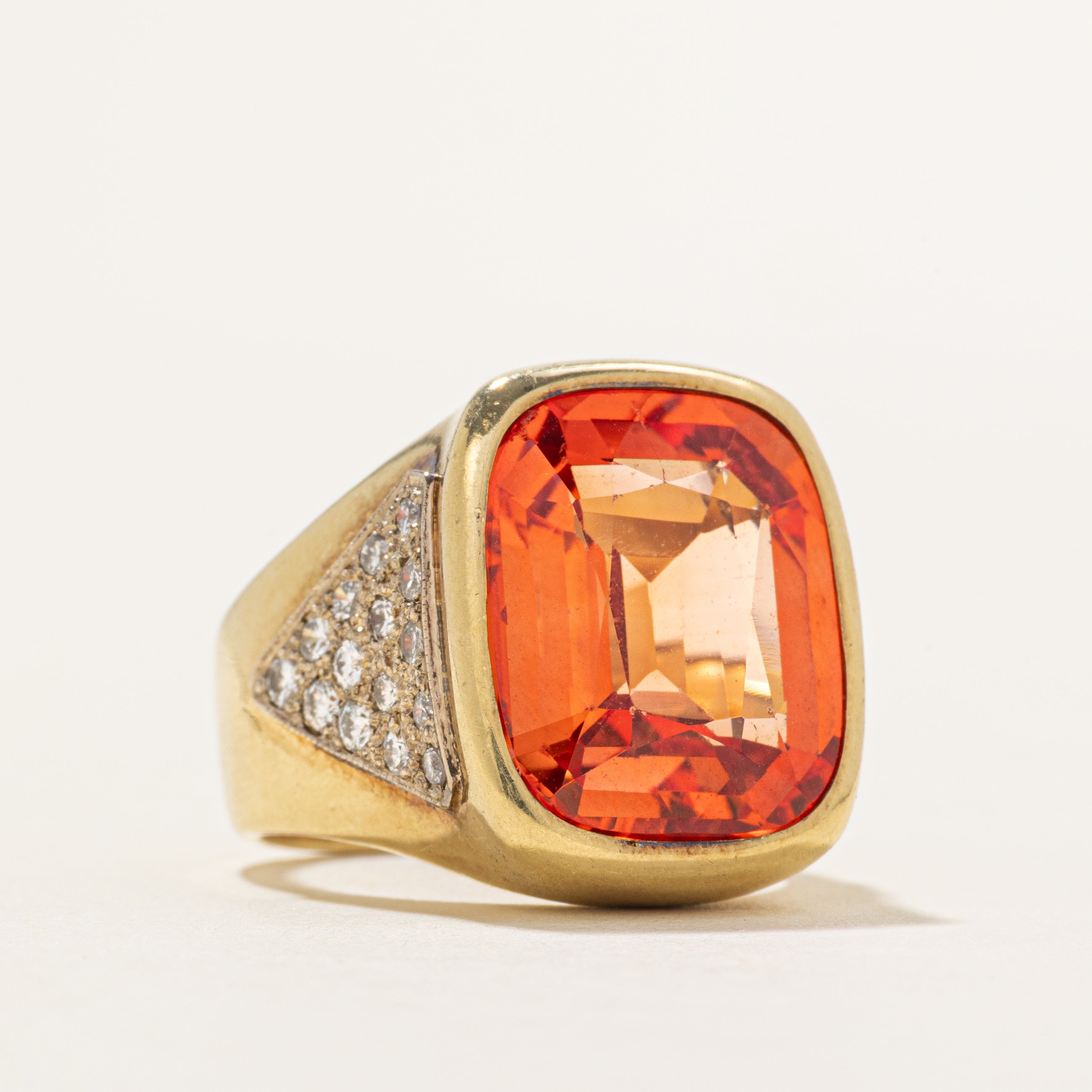 18k Synthetic Sapphire & Diamond Cocktail Ring | 12.15ct, 0.43ctw | SZ 5.75