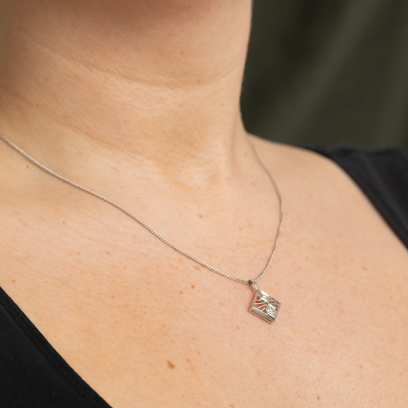 10K Diamond Geometric Pendant