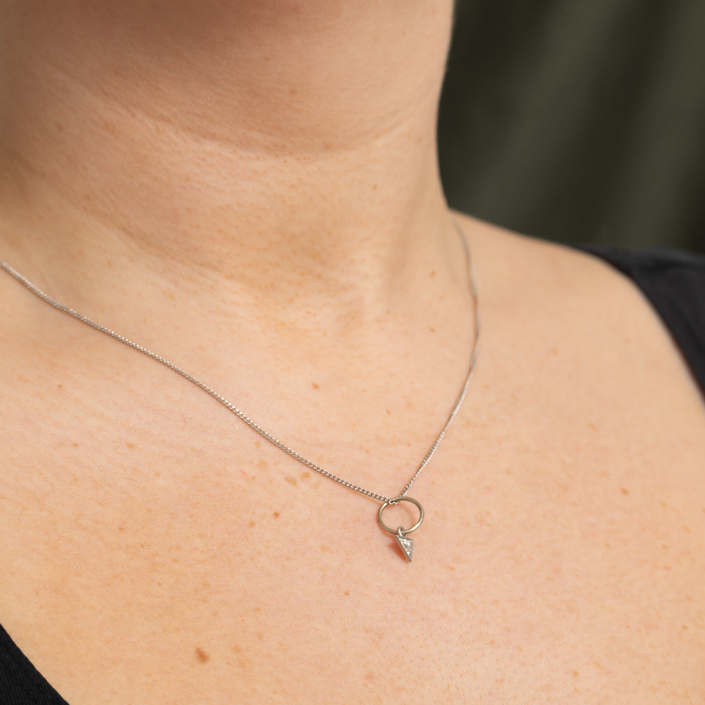 14K Diamond Triangle Dangling Pendant