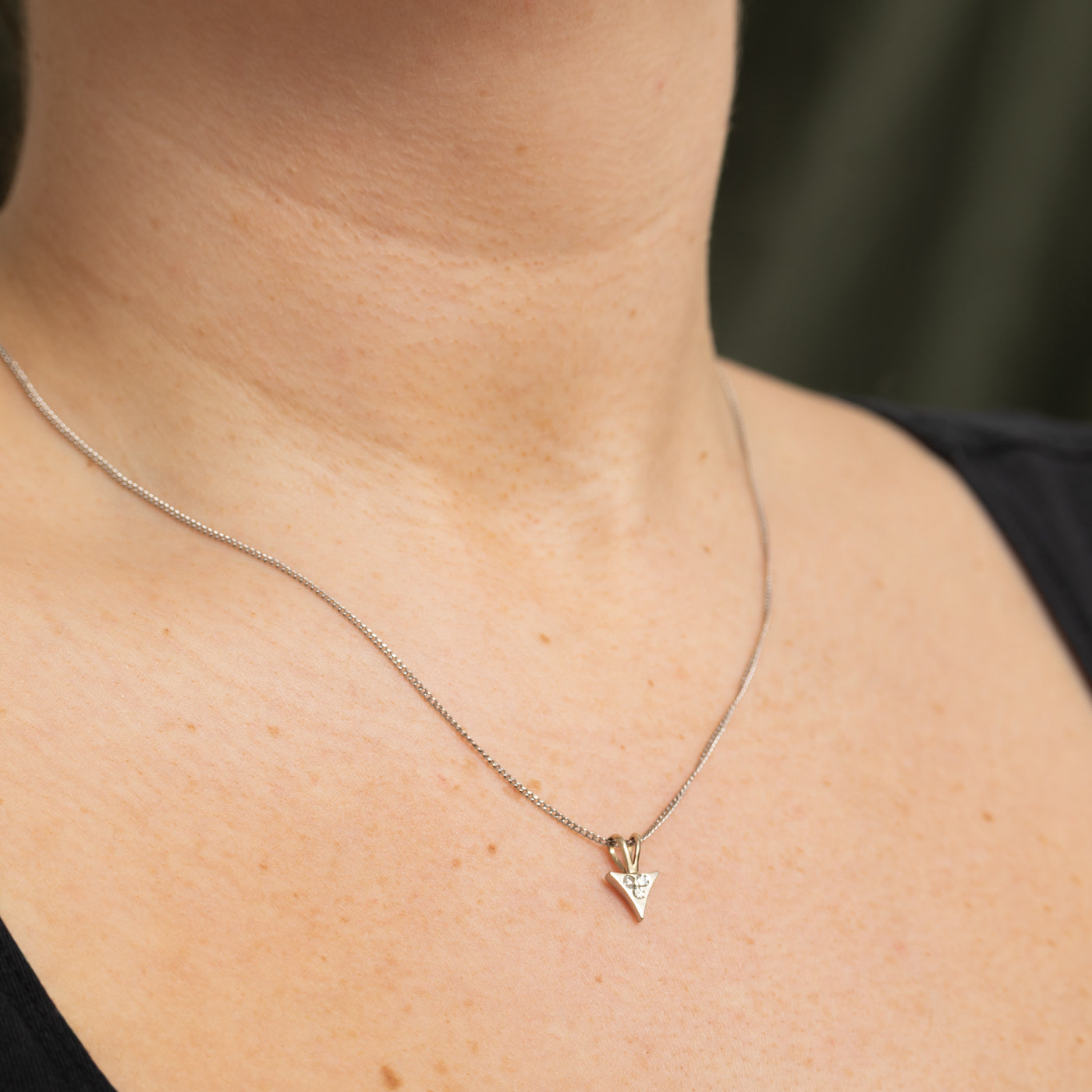 14K Diamond Triangle Pendant