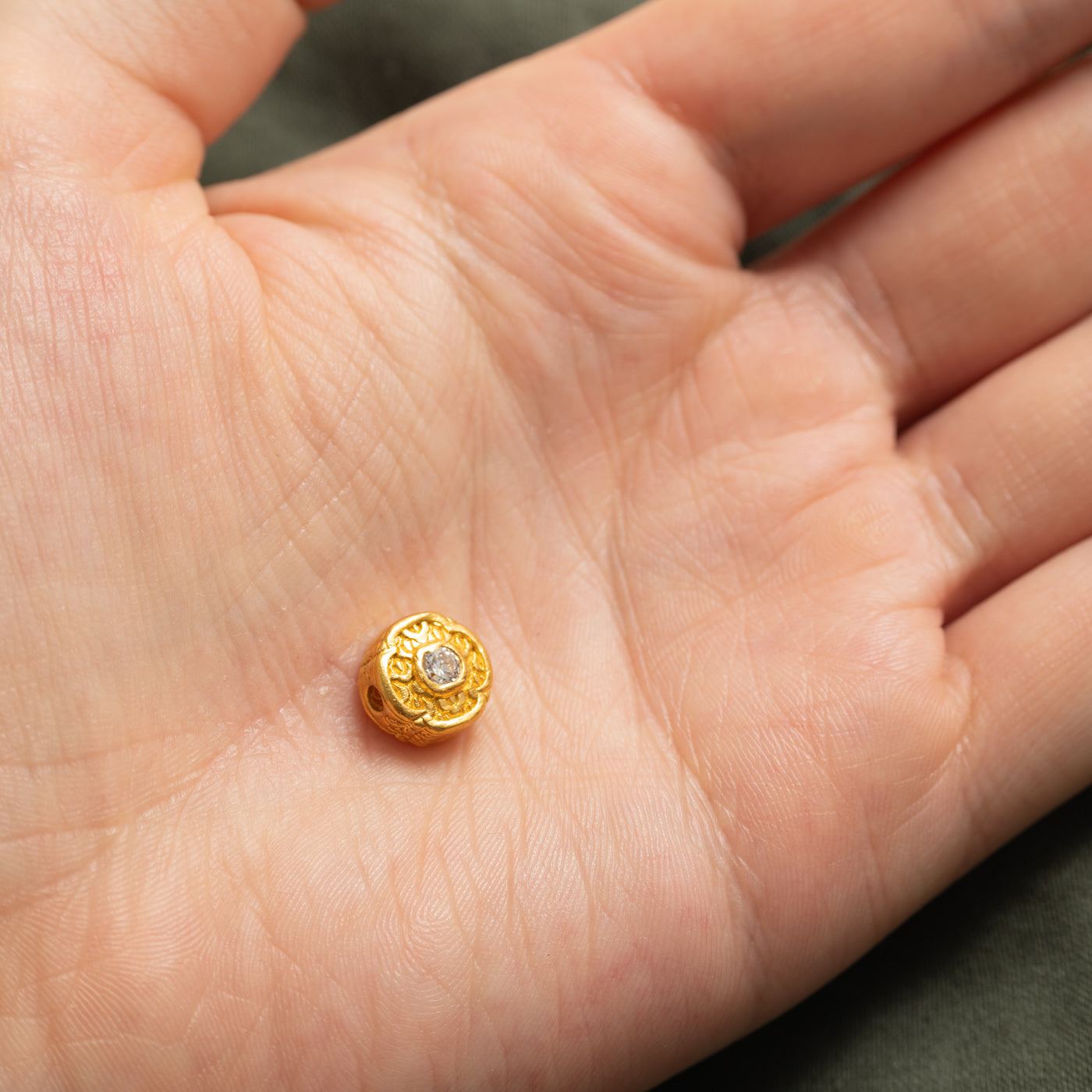 24K Diamond Flower Pendant