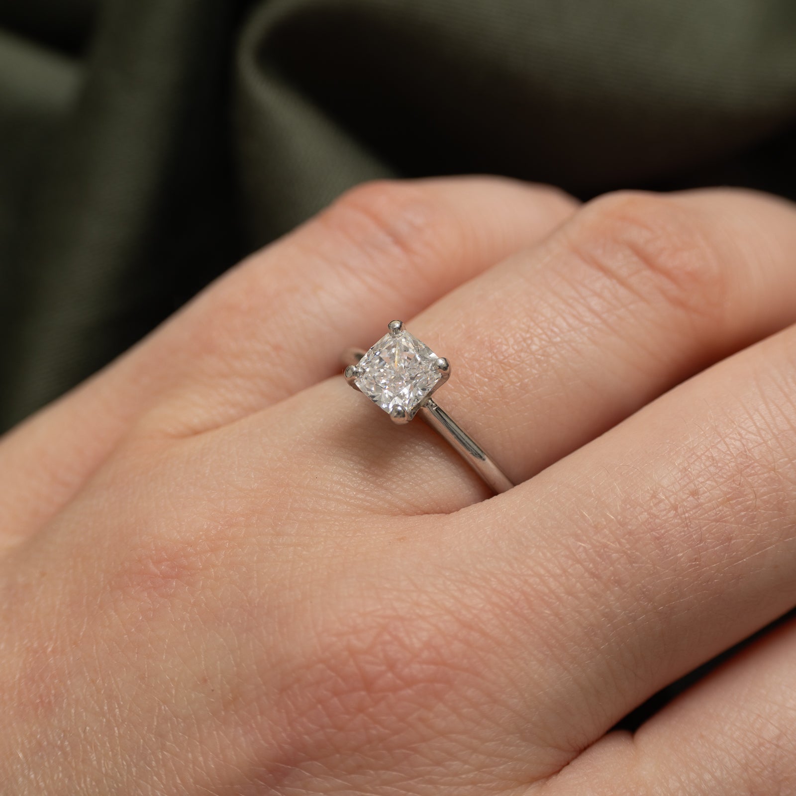 GIA Solitaire Cushion Cut Diamond Engagement Ring | GIA 1.20ct D VVS1 Ex | SZ 6