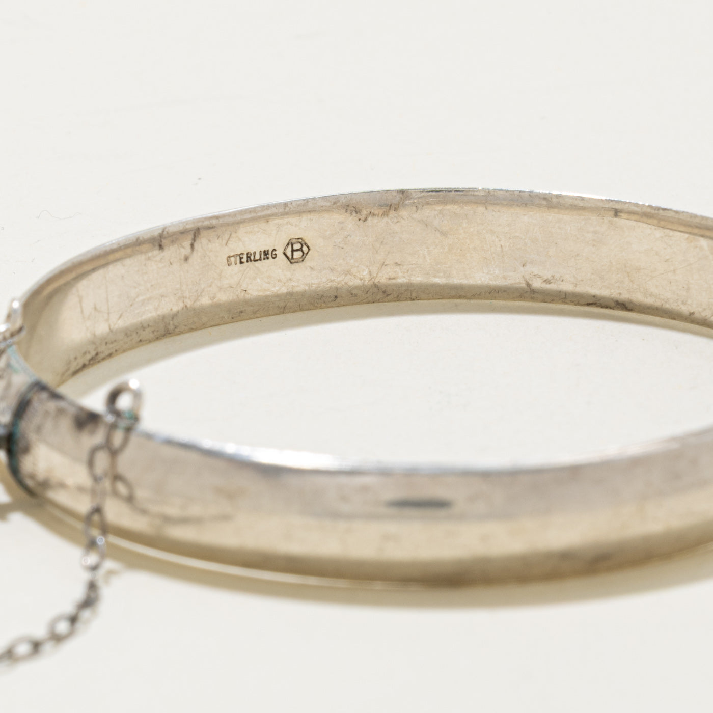 Sterling Silver Floral Engraved Bangle Bracelet | 7"